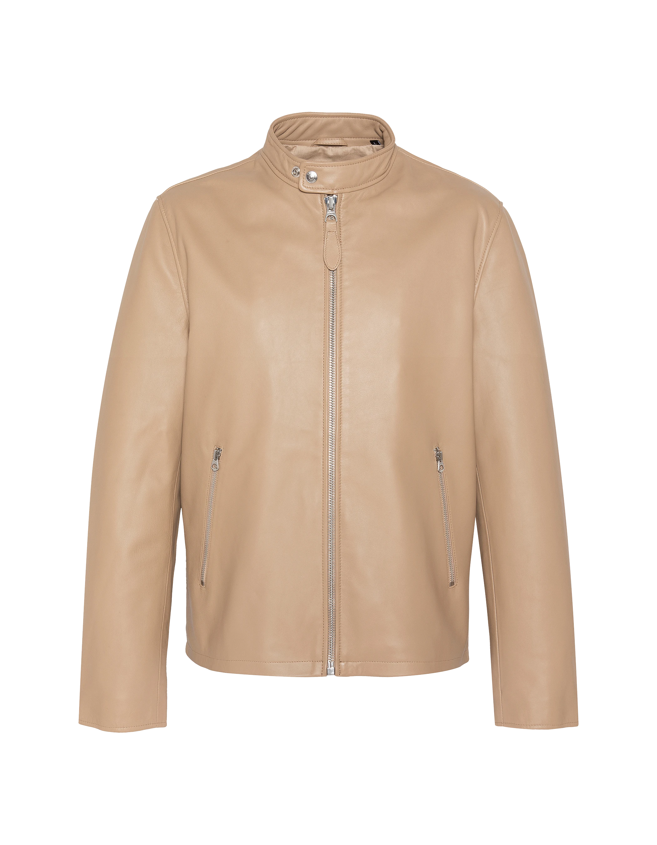 Beige biker jacket, lambskin leather-7