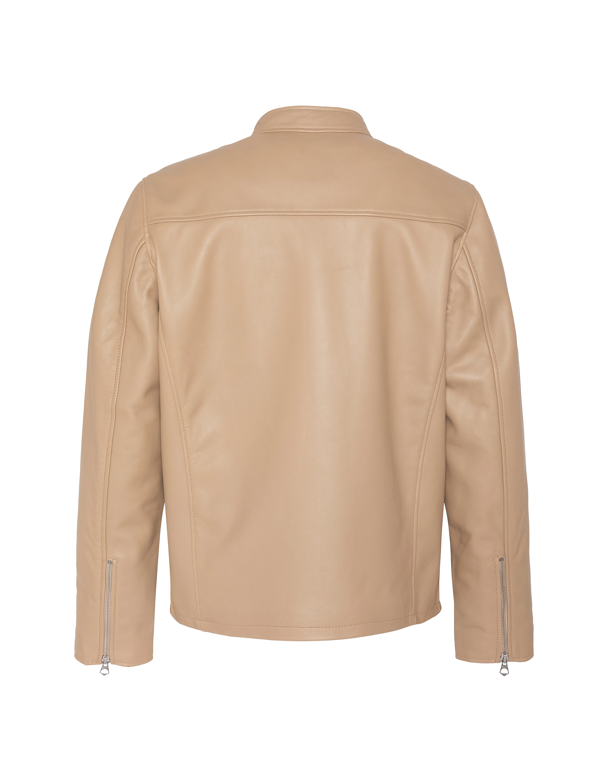 Beige biker jacket, lambskin leather-9