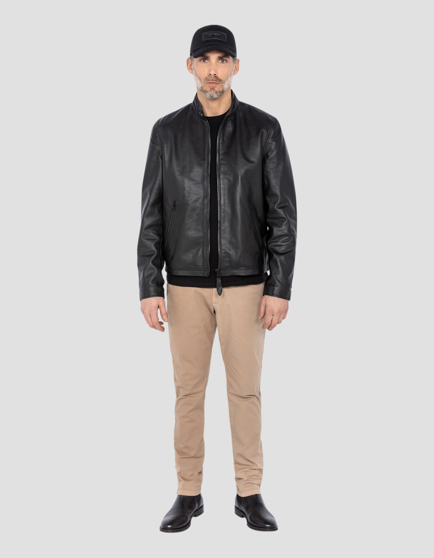 Black biker jacket, lamb leather