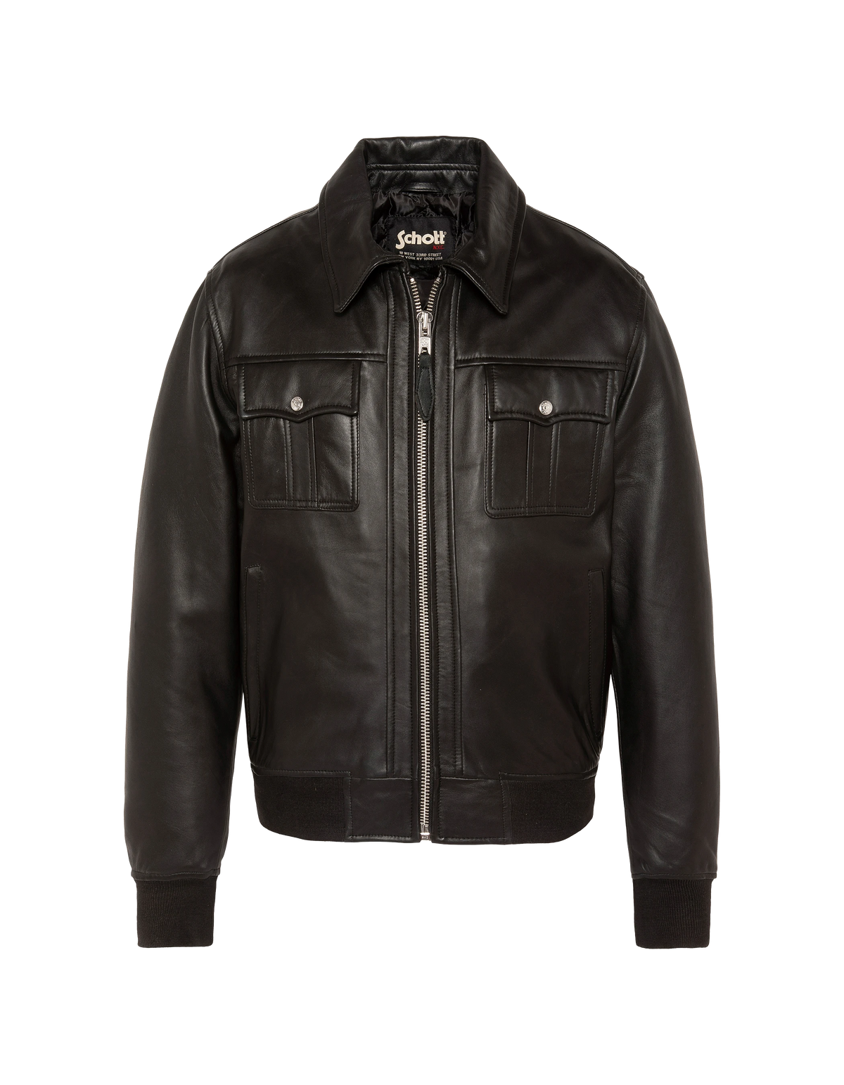 Blouson worker noir, cuir d'agneau