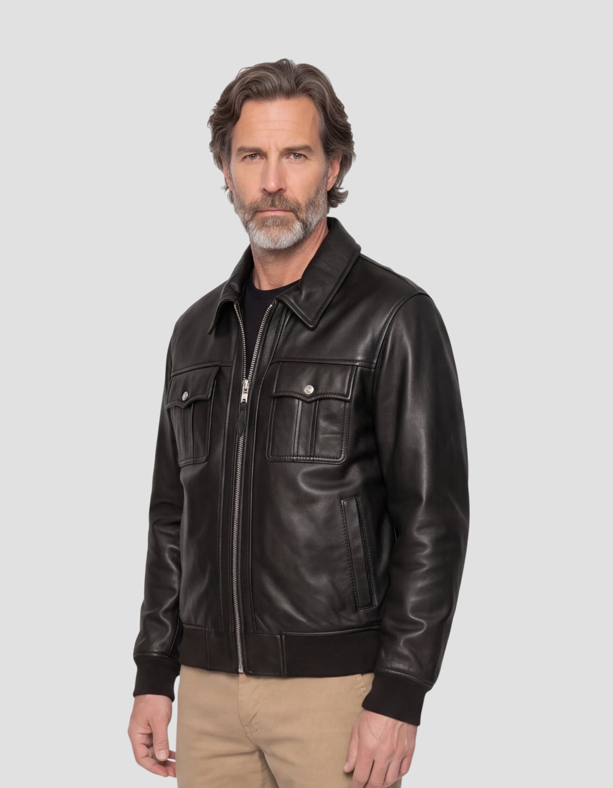 Blouson worker noir, cuir d'agneau-3
