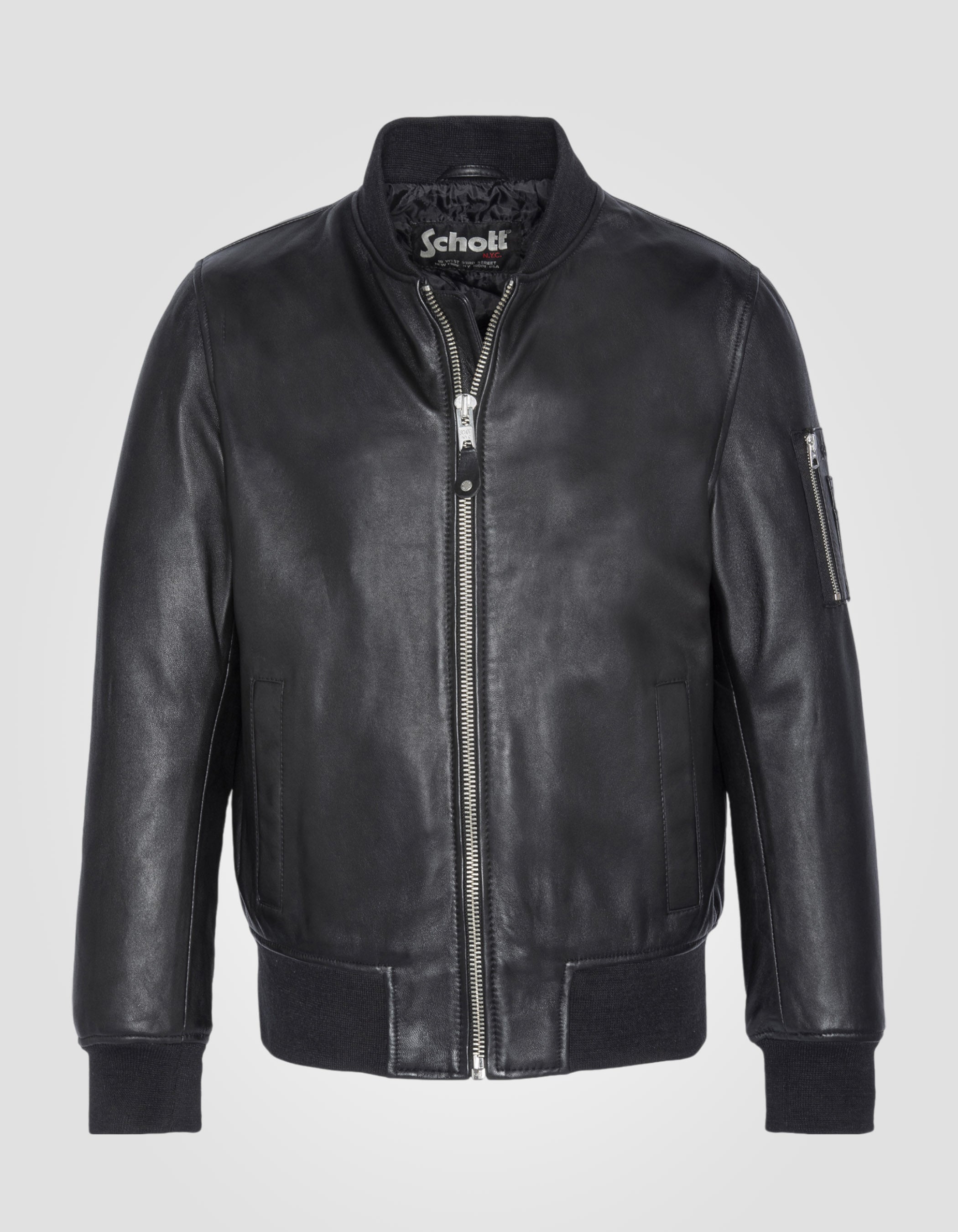 Bomber MA-1 nero, pelle di agnello