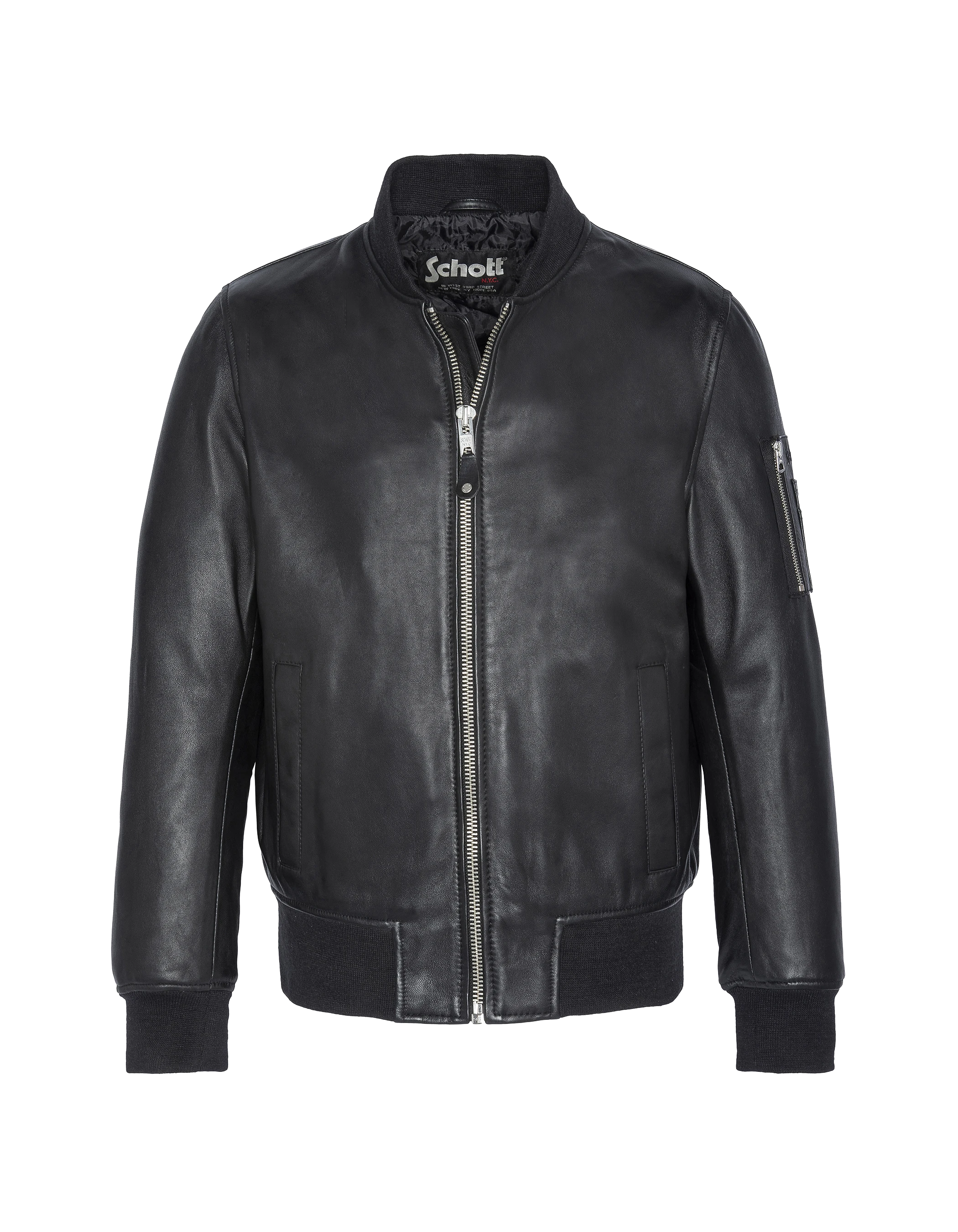Bomber MA-1 Black, Lammleder-2