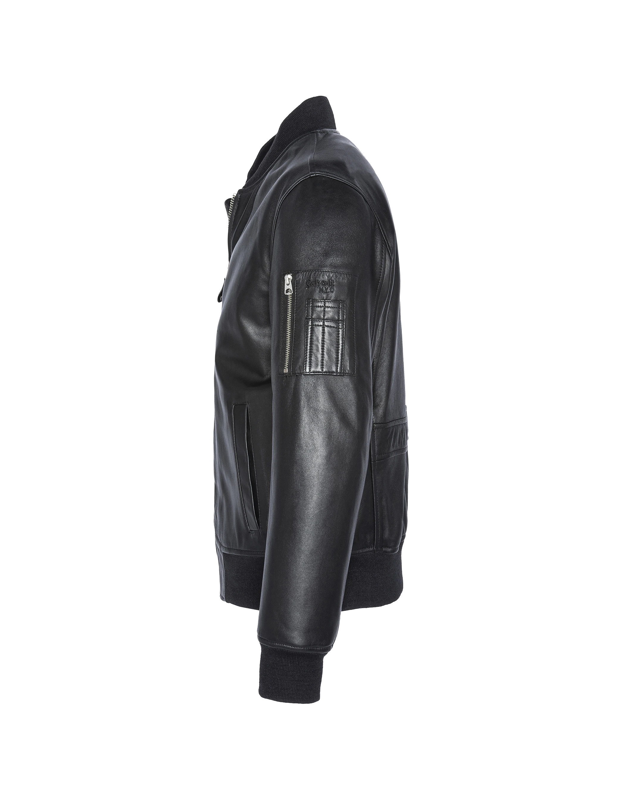 Bomber MA-1 Black, Lammleder-5