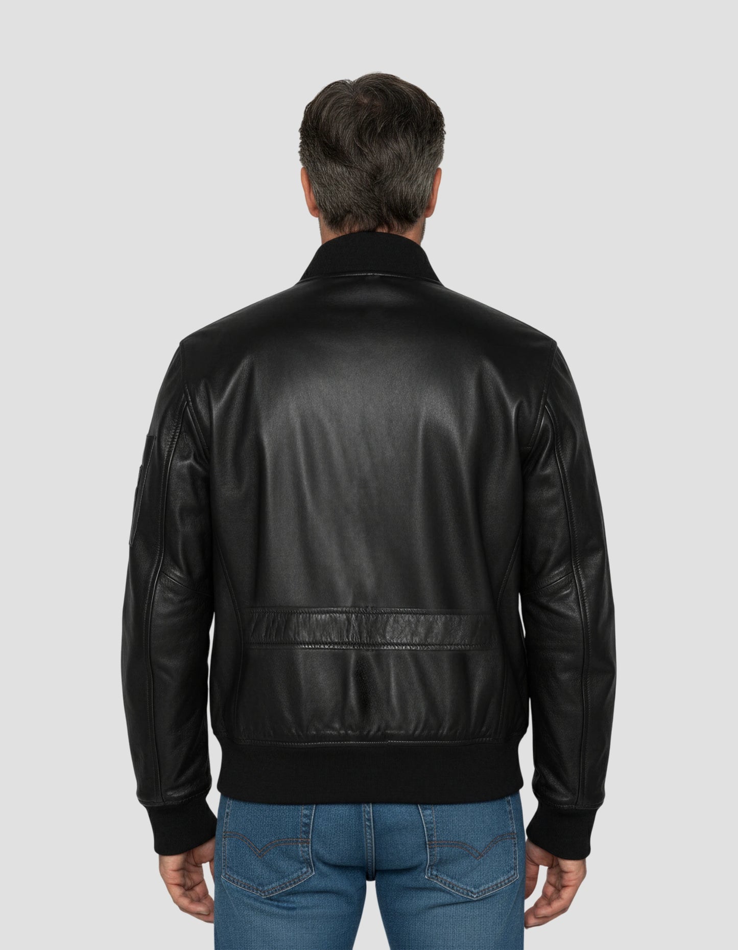 Bomber MA-1 nero, pelle di agnello