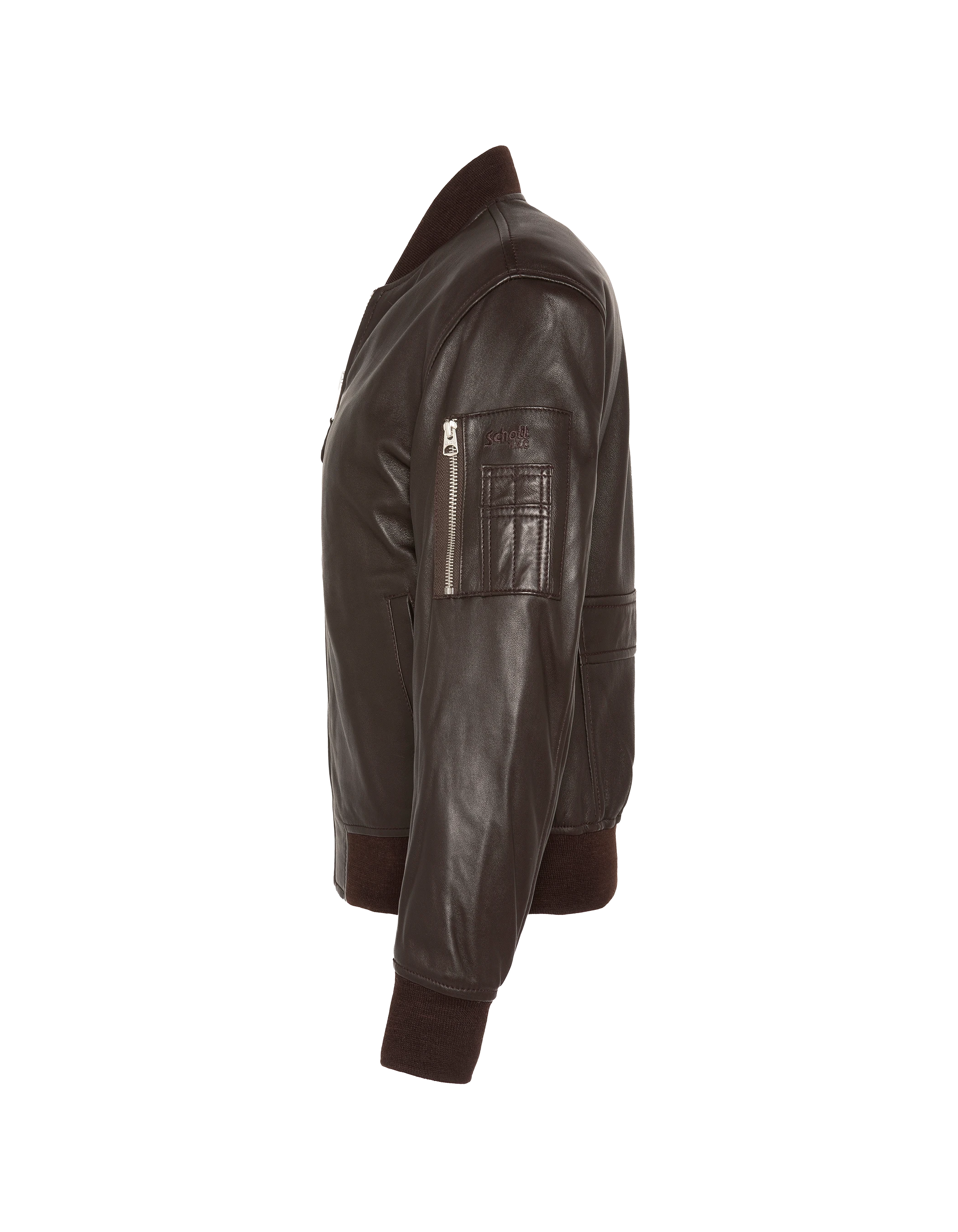 Bomber MA-1 marrone, pelle di agnello-5