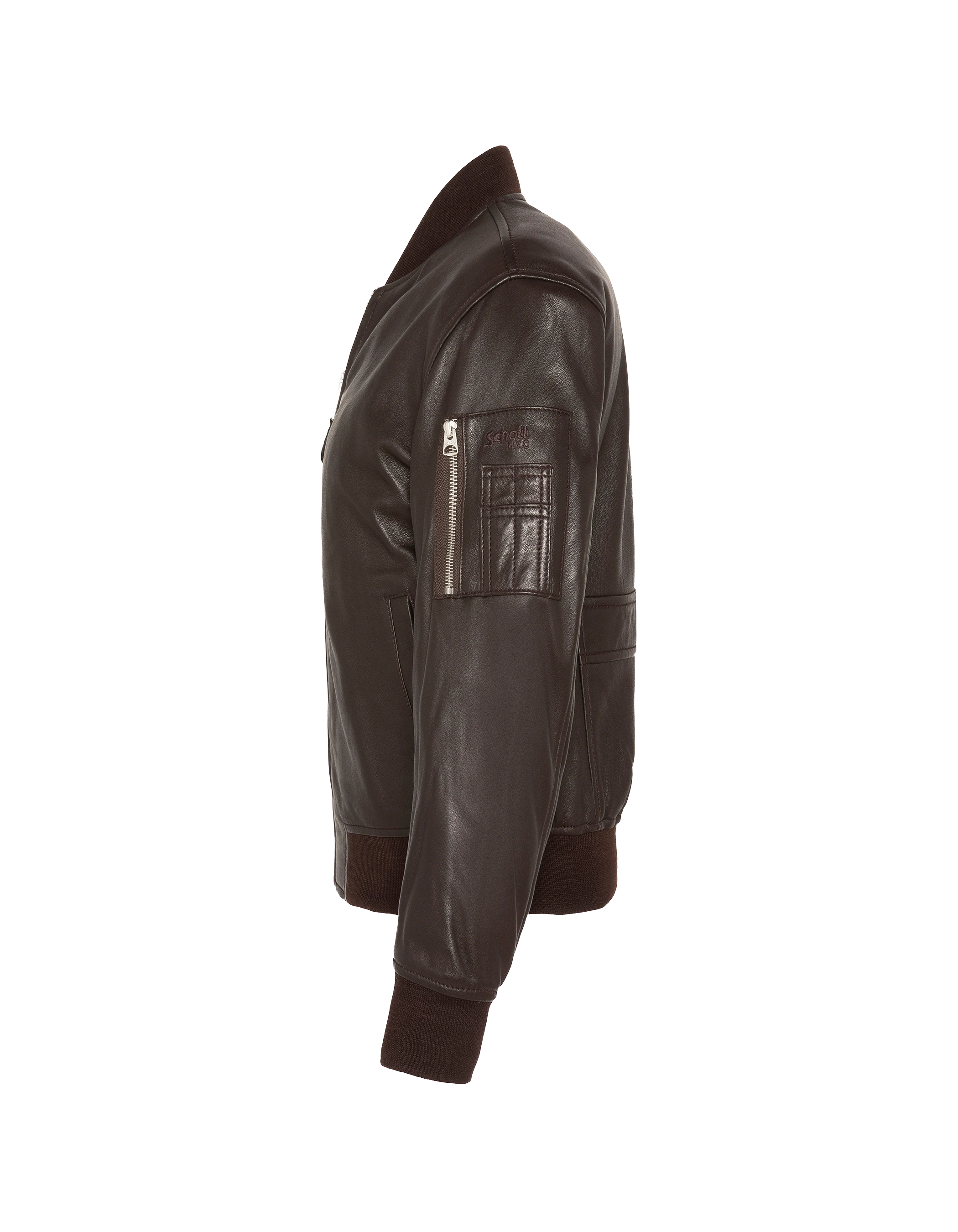 Bomber MA-1 marrone, pelle di agnello-5