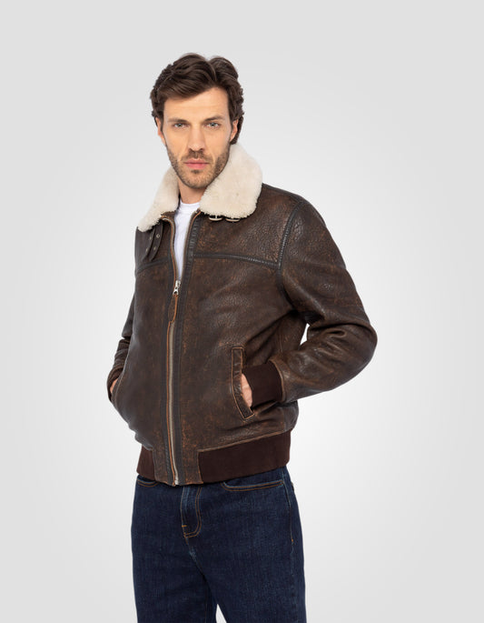 Blouson aviateur, cuir d'agneau