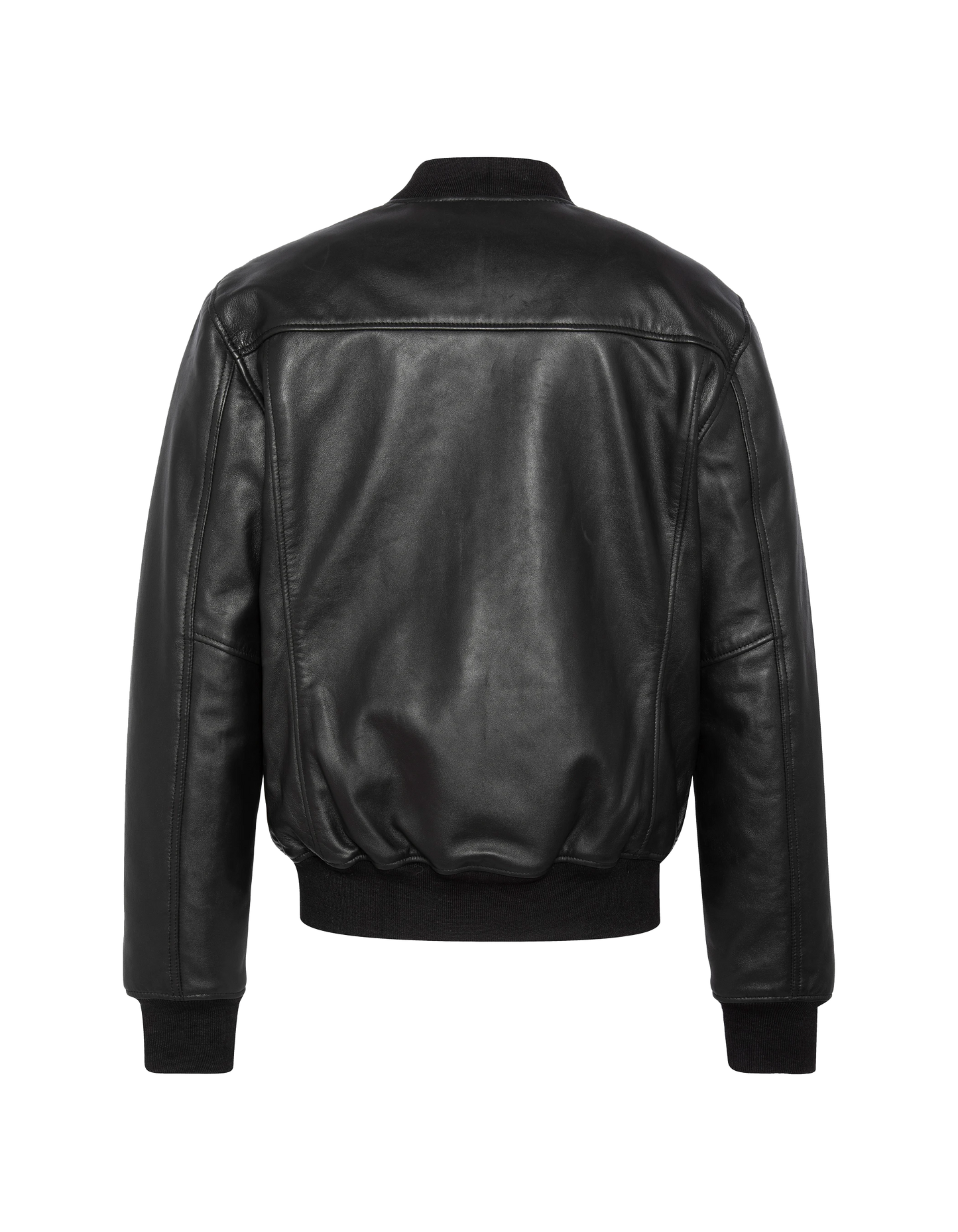 Blouson noir casual, cuir d'agneau