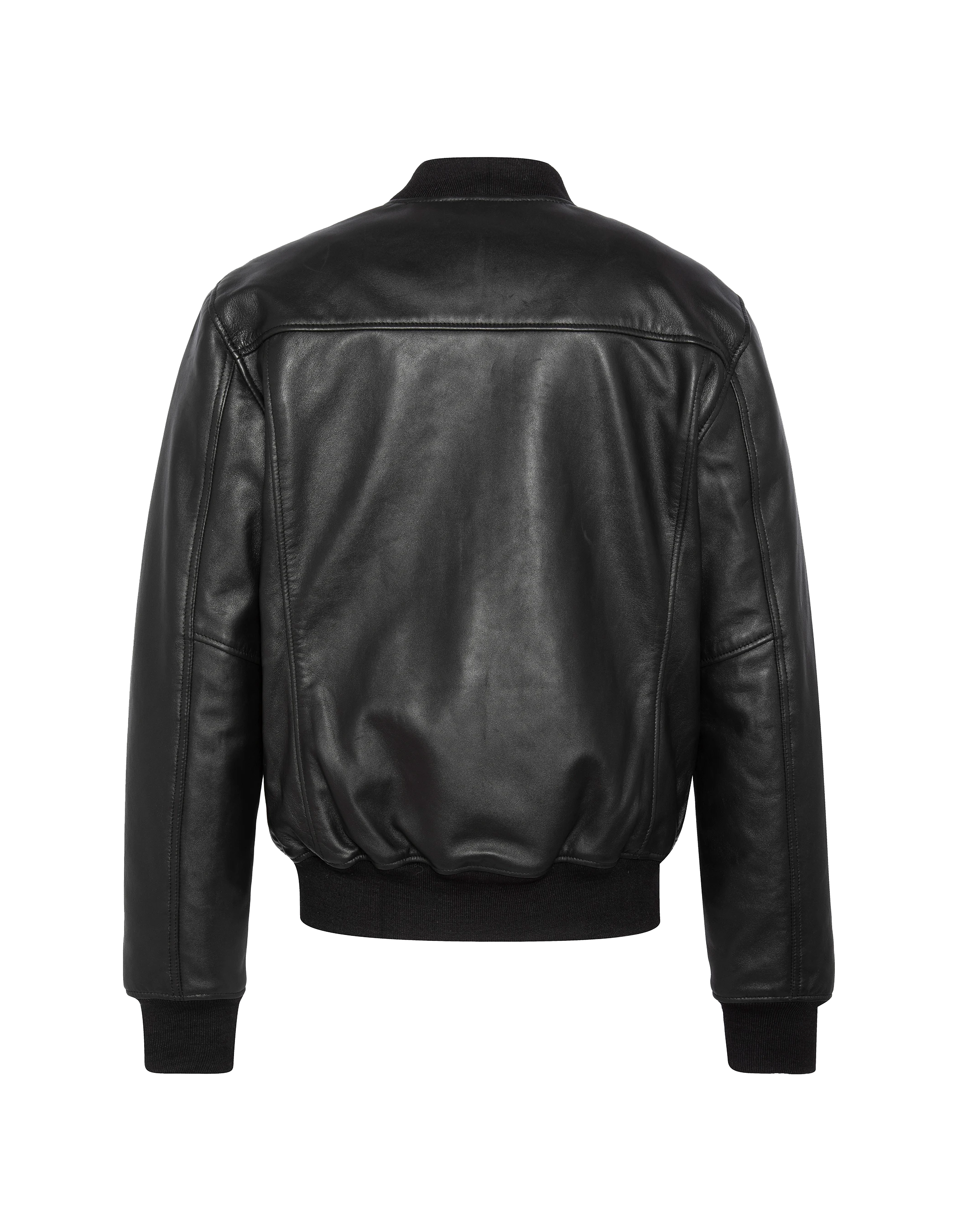 Blouson noir casual, cuir d'agneau-7