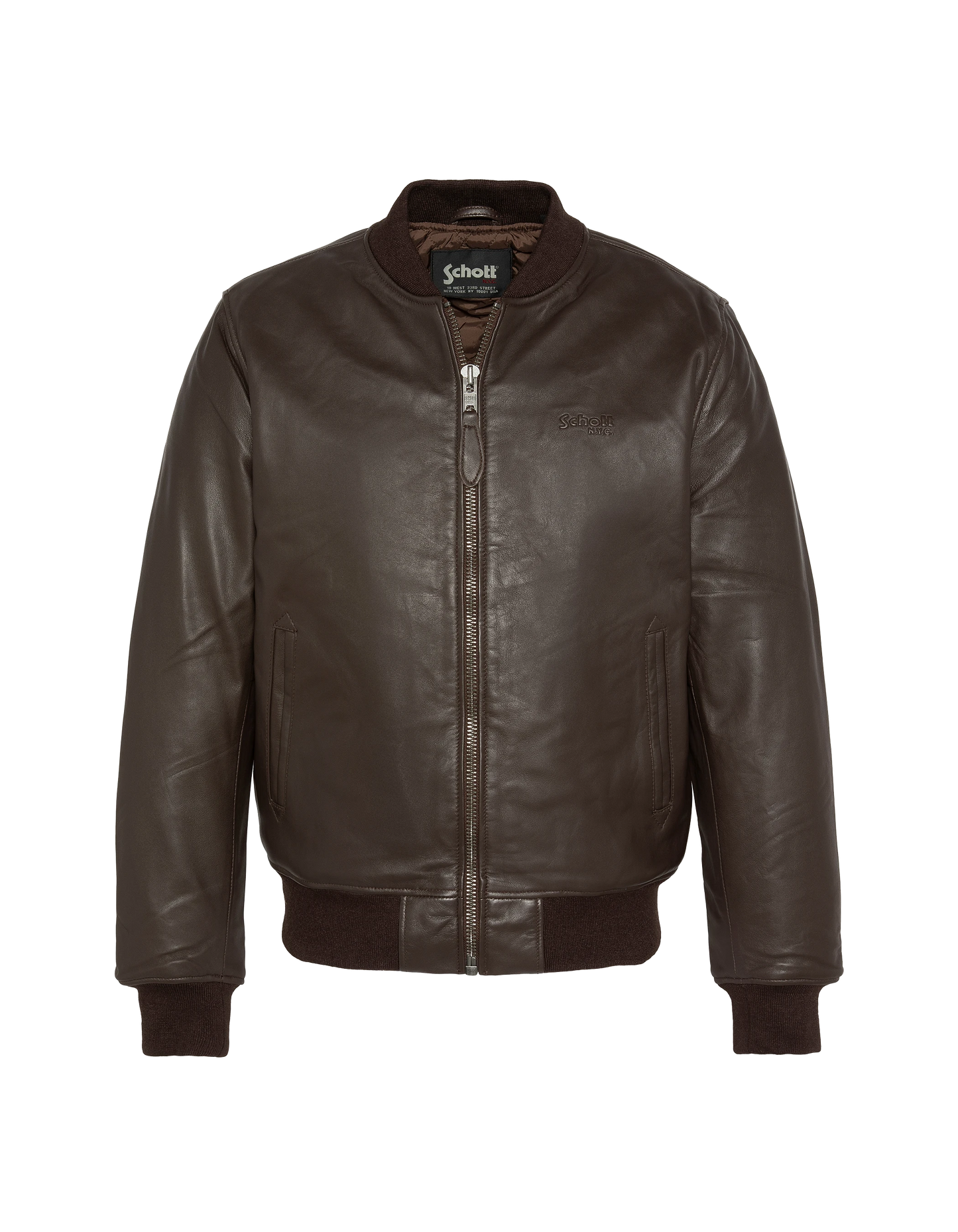 Blouson marron casual, cuir d'agneau