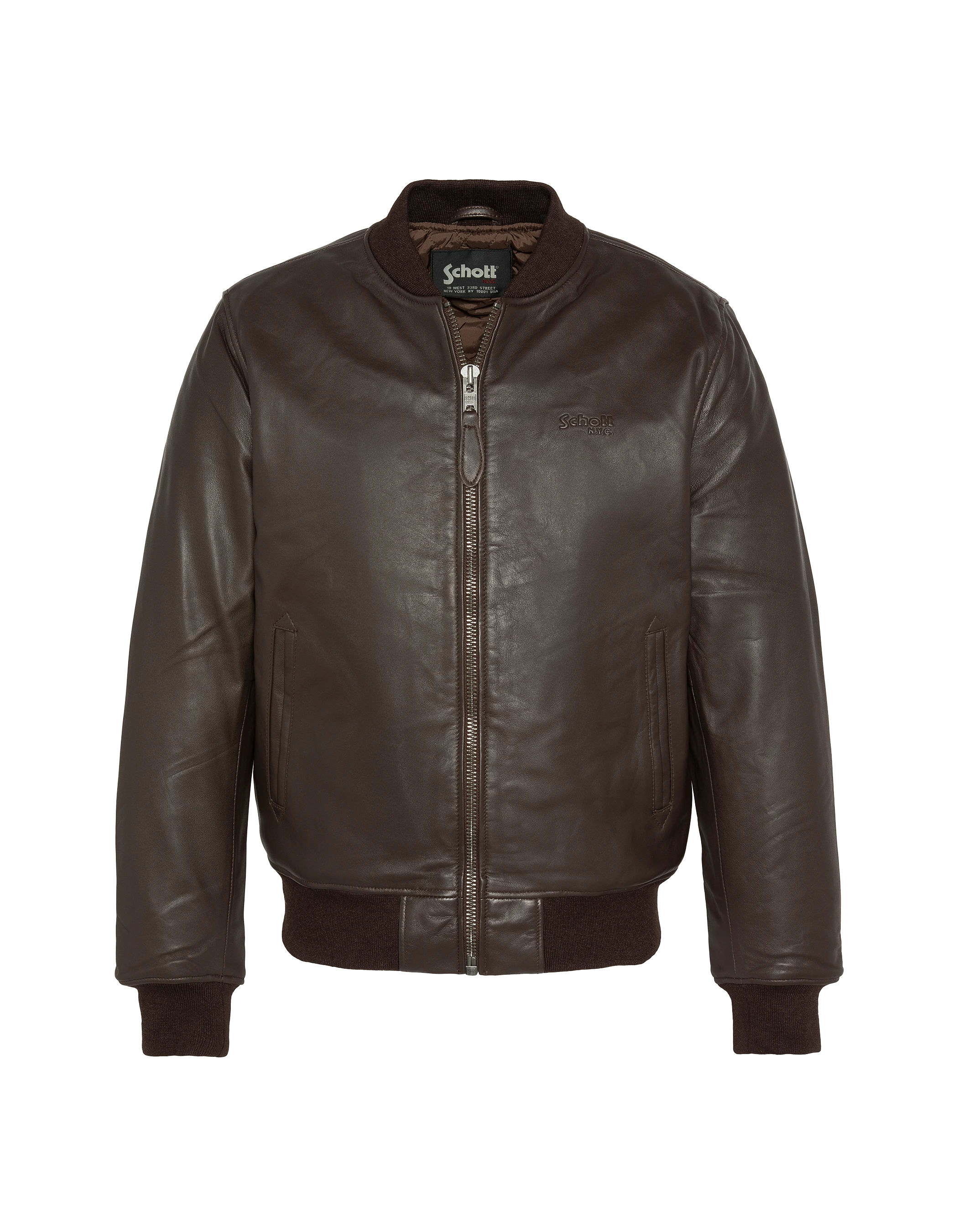 Blouson marron casual, cuir d'agneau-1