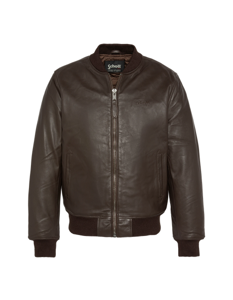 Schott × CRIMIE LAMB LEATHER JACKET Casual brown jacket, lamb leather - lcbombbasic | Schott NYC®