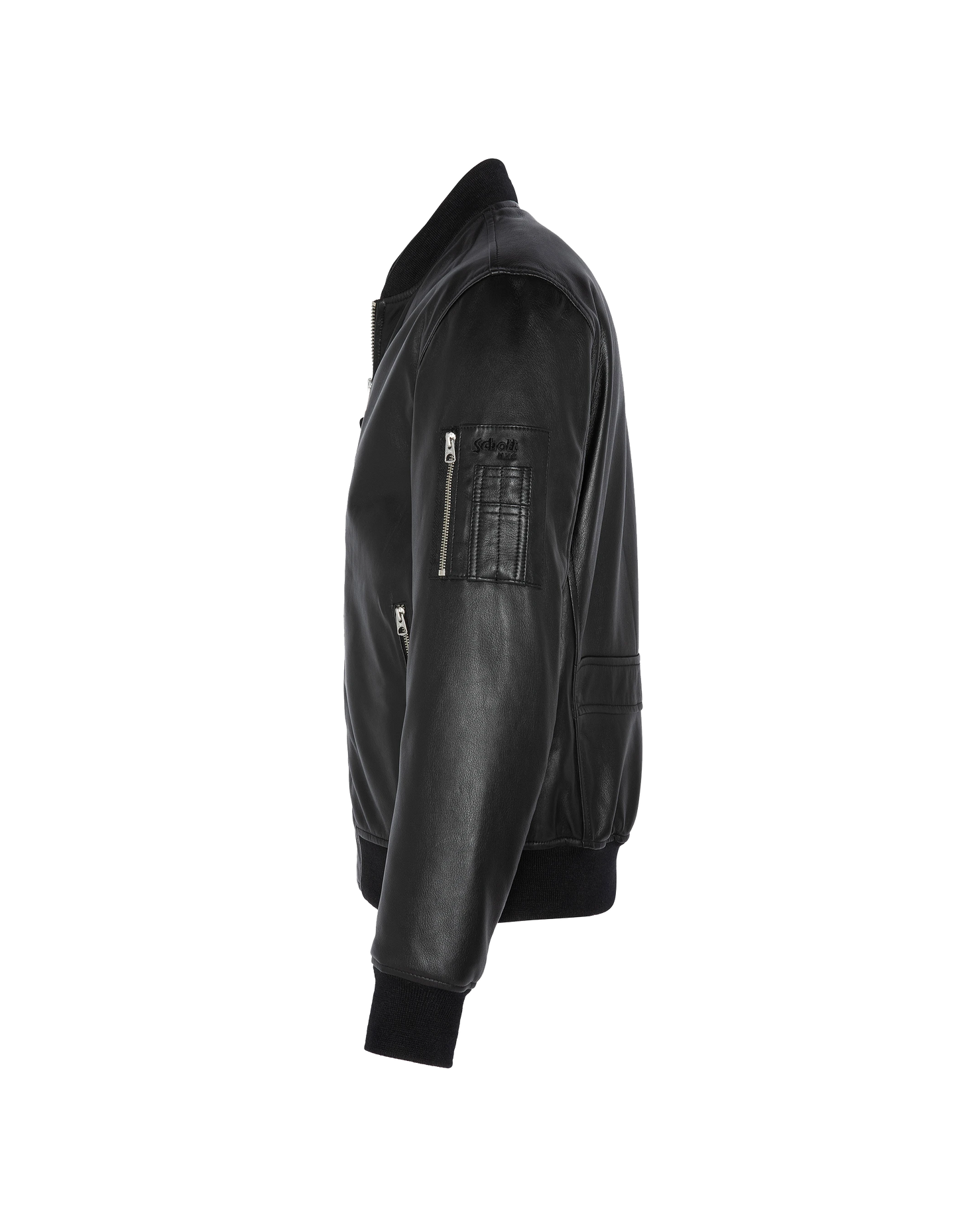 Bomber MA-1 nero, pelle di agnello