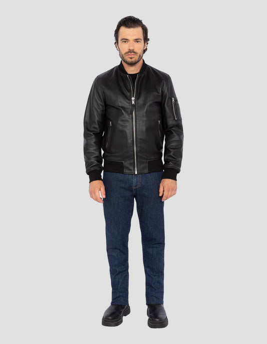 【美品】Schott 別注 LAMB LEATHER MA-1 レザージャケット Bomber Ma -1 black, Lamb leather - Lcbomb | Schott NYC®