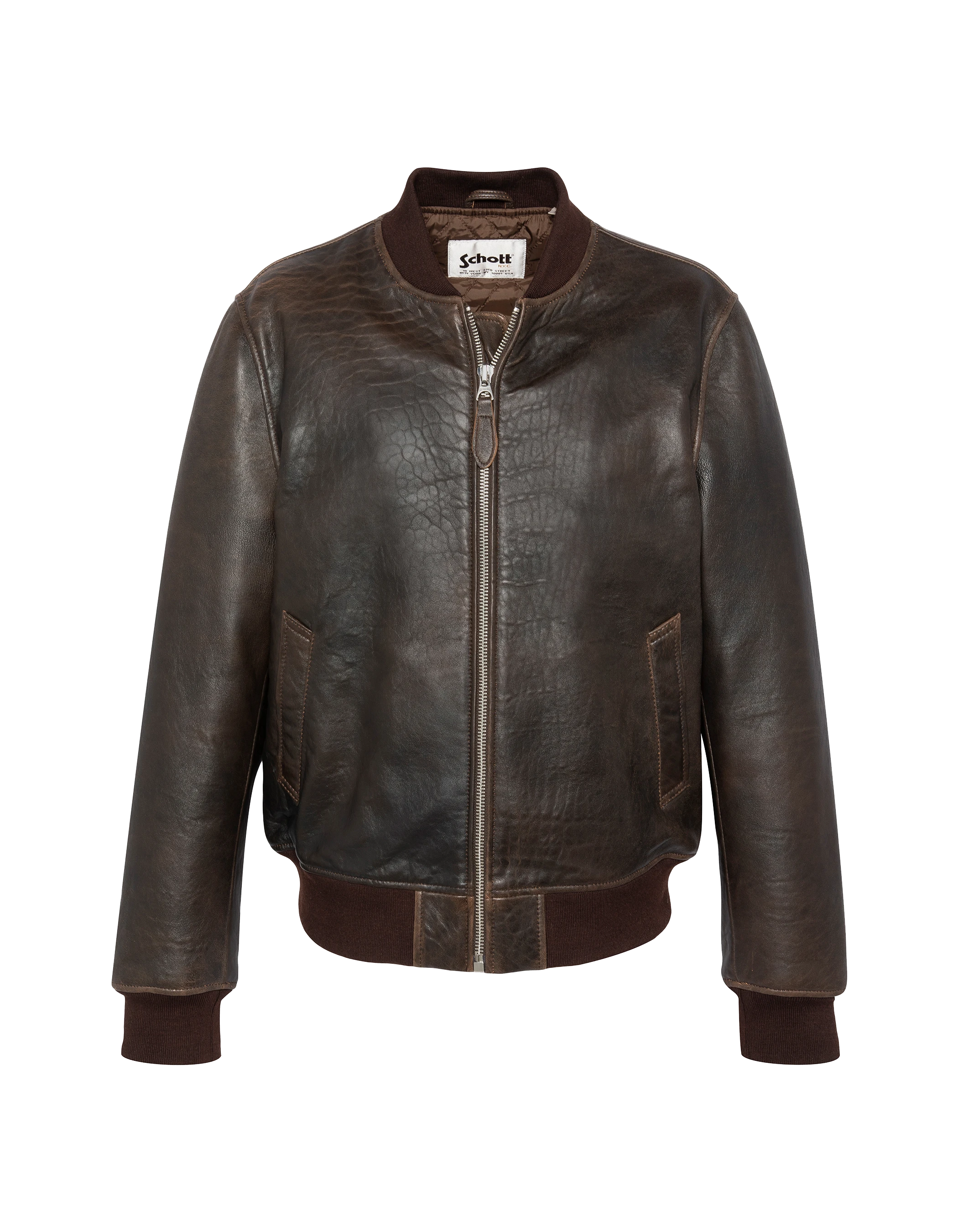 Blouson marron casual vintage, cuir d'agneau-2