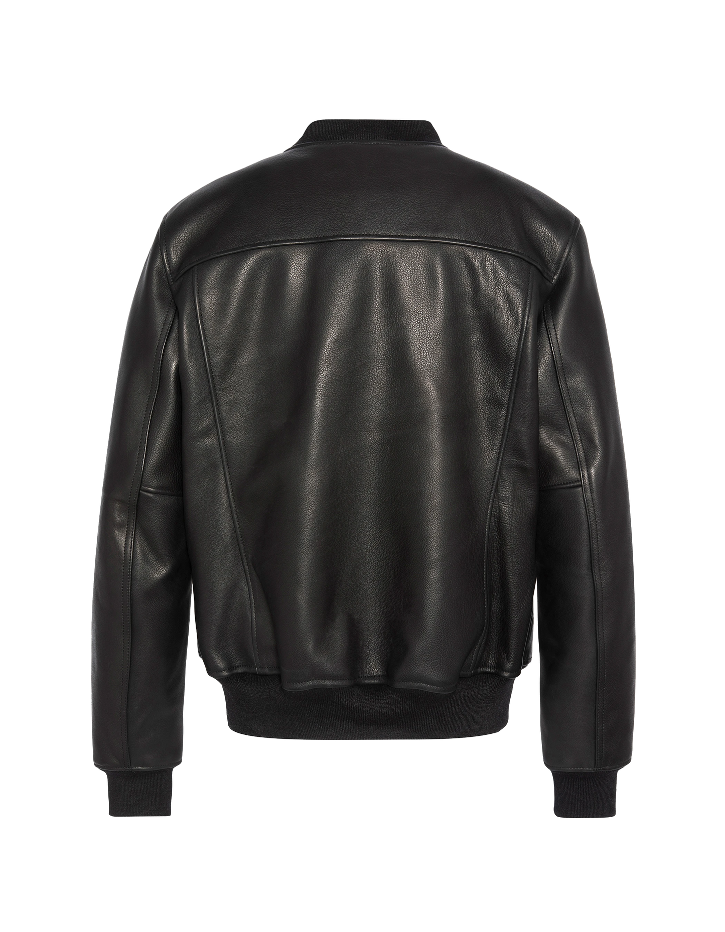 Blouson noir casual, cuir de vachette grainé
