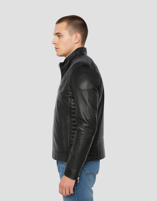 Black biker jacket, lamb leather