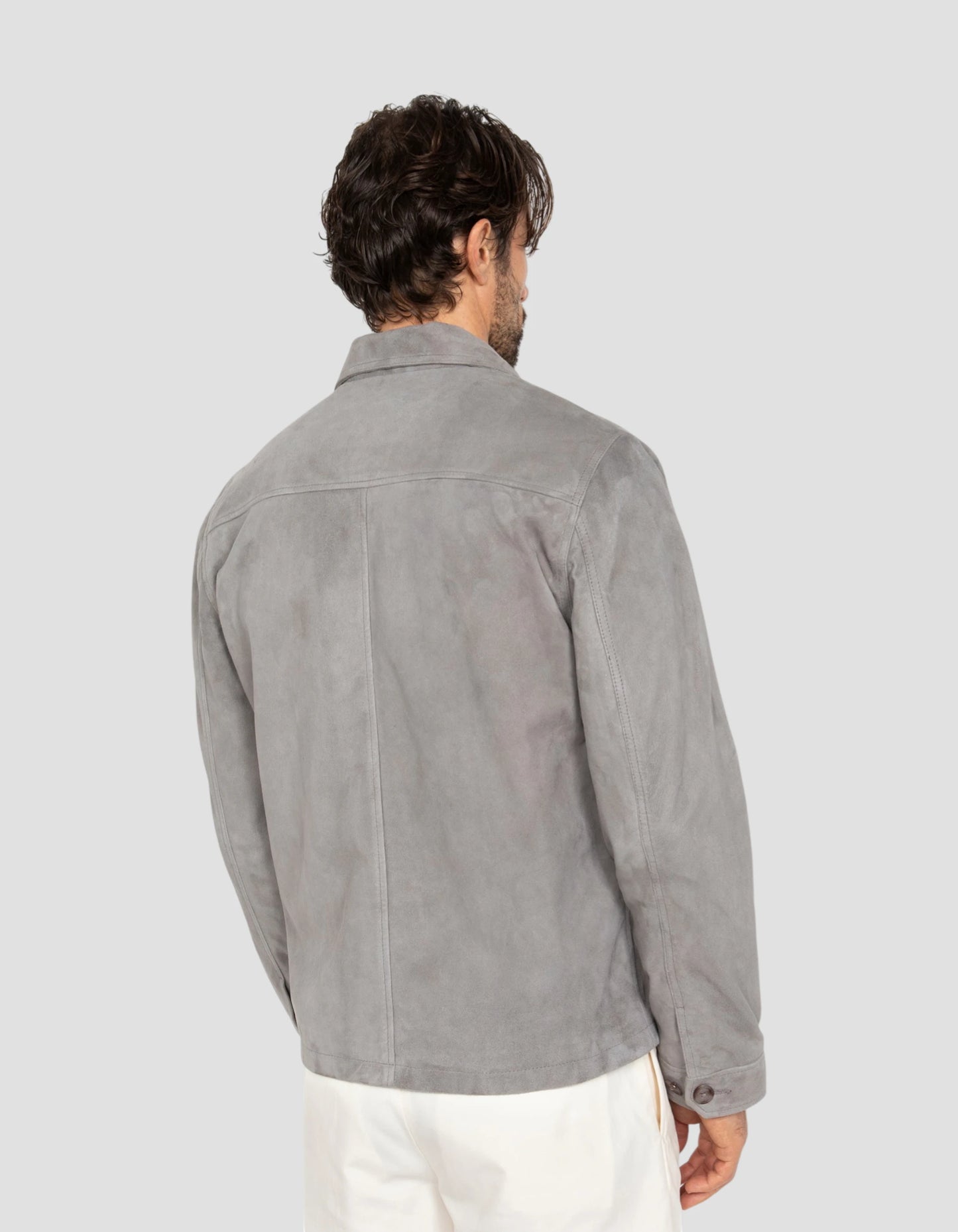 Hellgraues Arbeiter-Overshirt, Ziegenleder