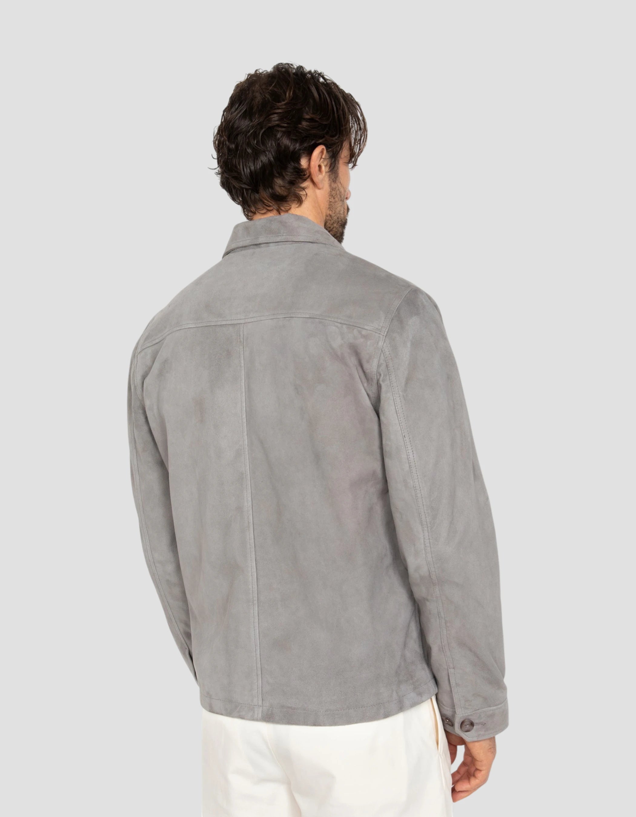 Hellgraues Arbeiter-Overshirt, Ziegenleder-6