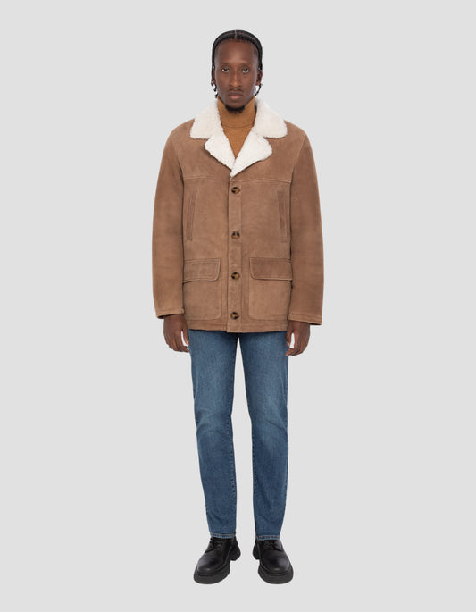 Clear camel ranching jacket, double -sided suede sheep