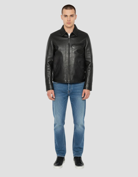 Schwarze lässige Jacke, Kuhläseserleder