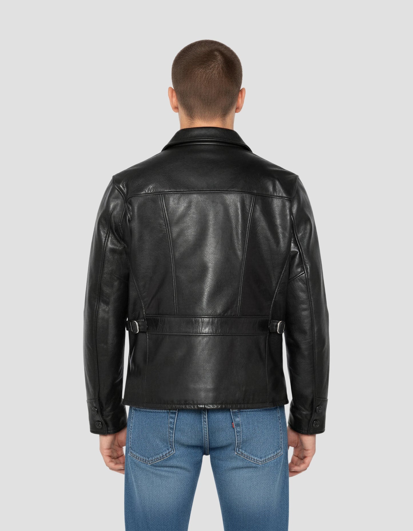 Giacca casual nera, cuoio in pelle di mucca