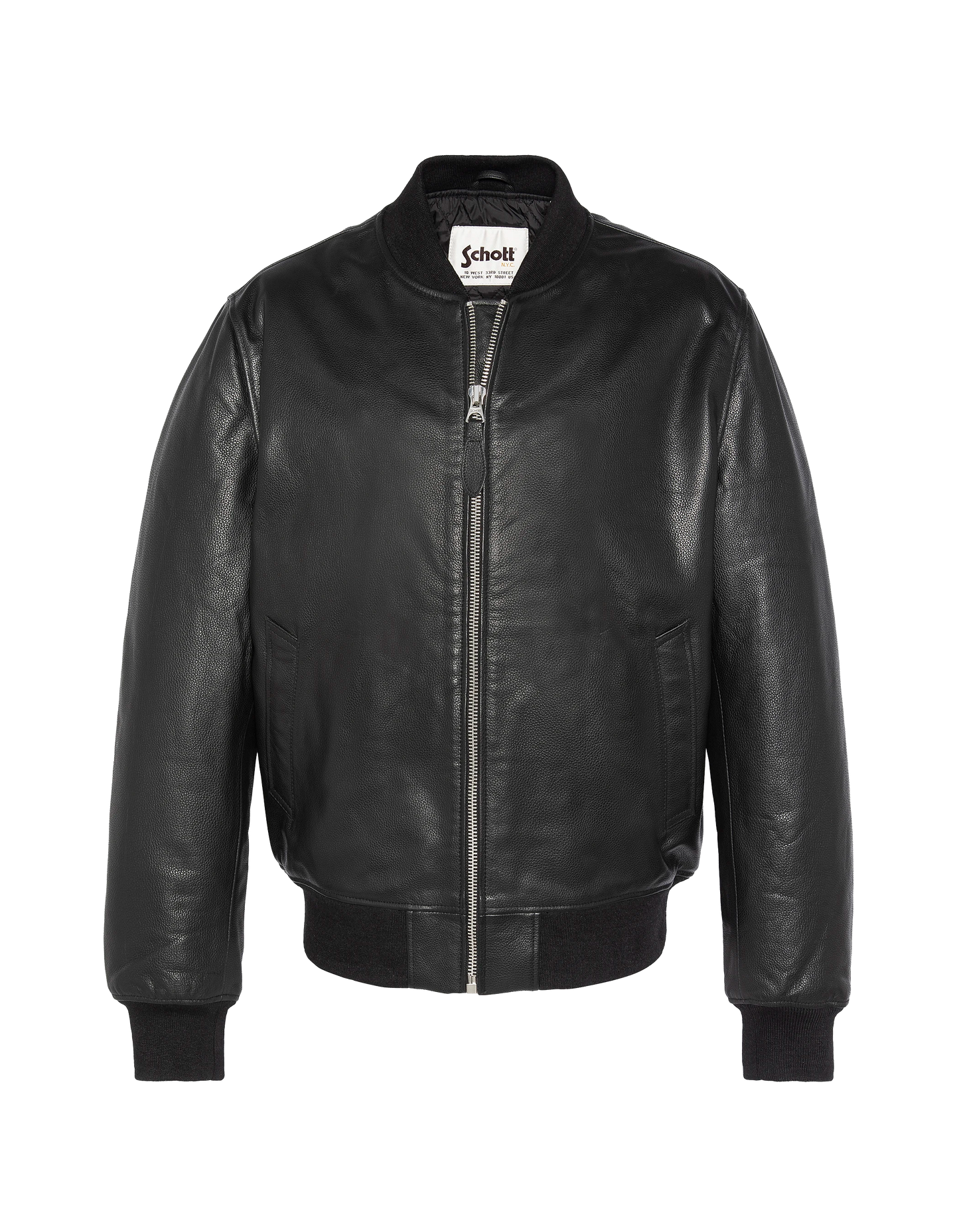 Blouson bomber noir, cuir de vachette