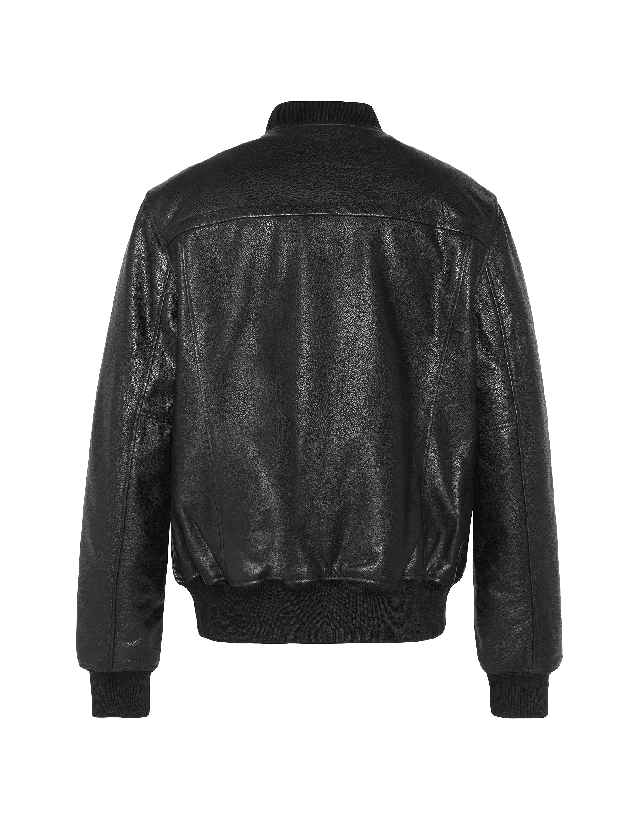 Giacca bomber nera, cuoio in pelle di mucca-5