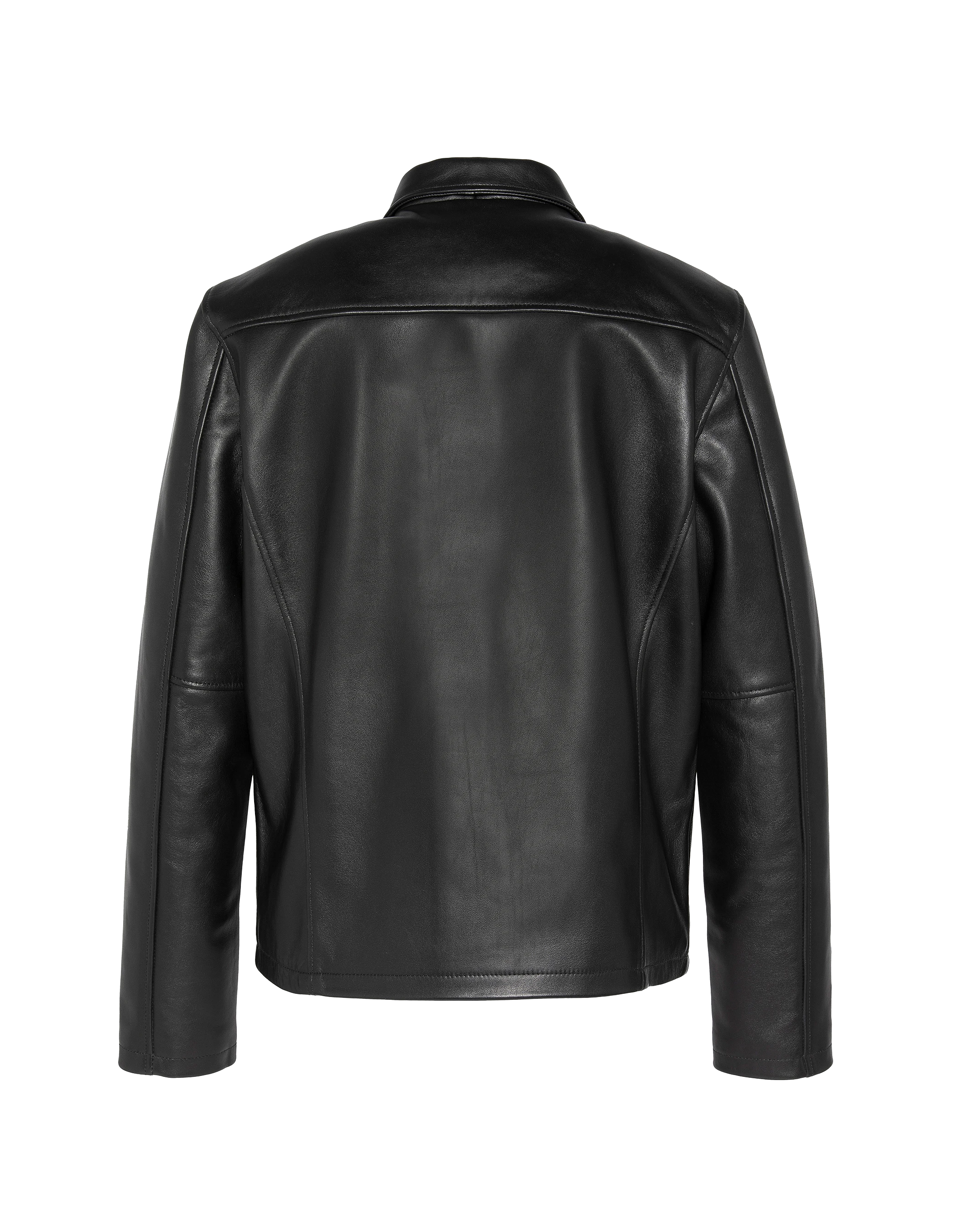 Giacca nera casual, pelle di agnello-7
