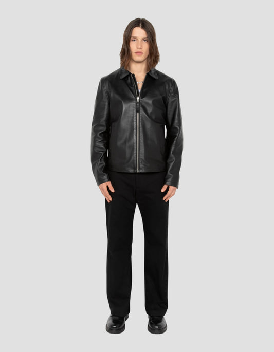 Black casual jacket, lambskin leather