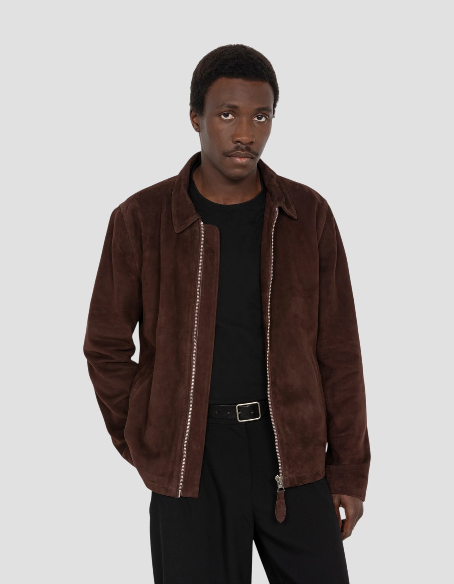 Dark brown casual jacket, goat suede ultralight