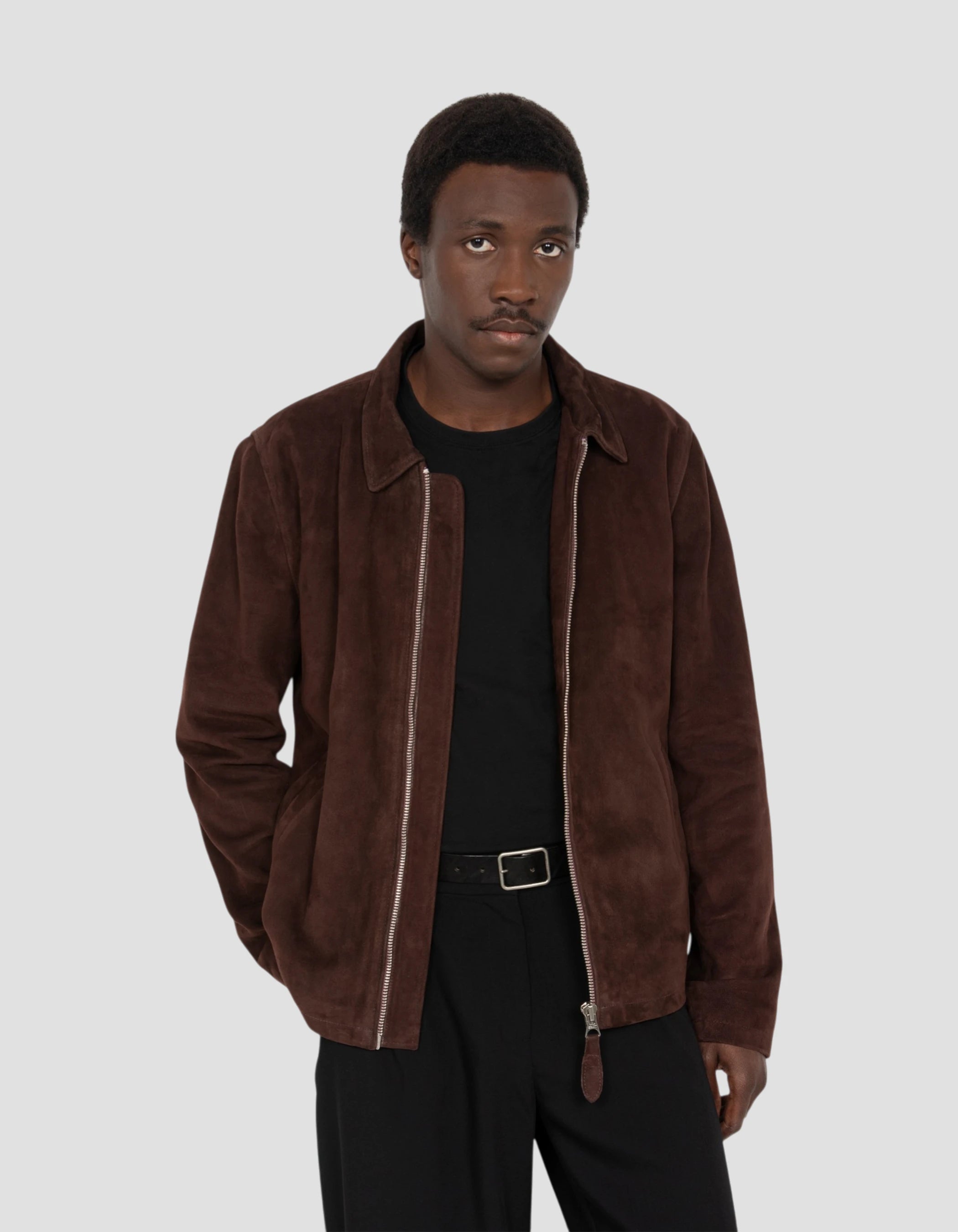 Dark brown casual jacket, goat suede ultralight-4