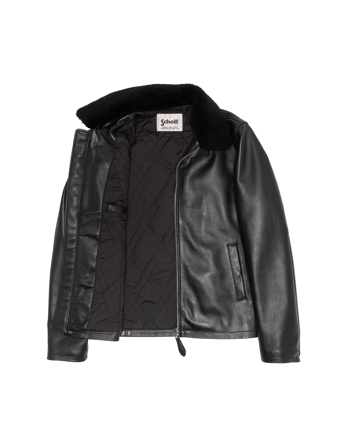 Blouson casual noir, cuir d'agneau-8