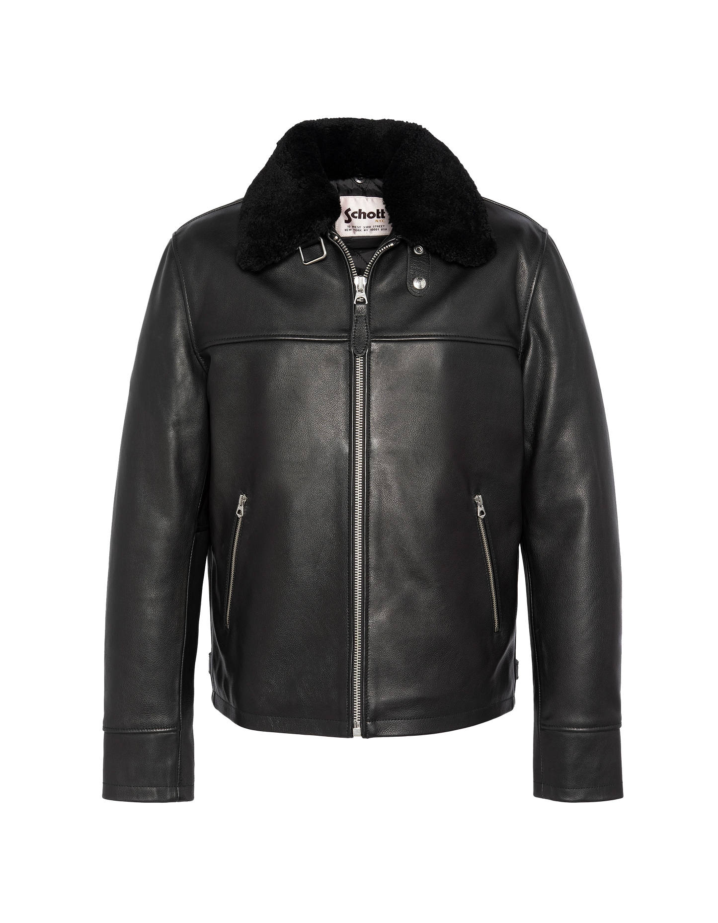 Blouson noir casual, cuir de vachette