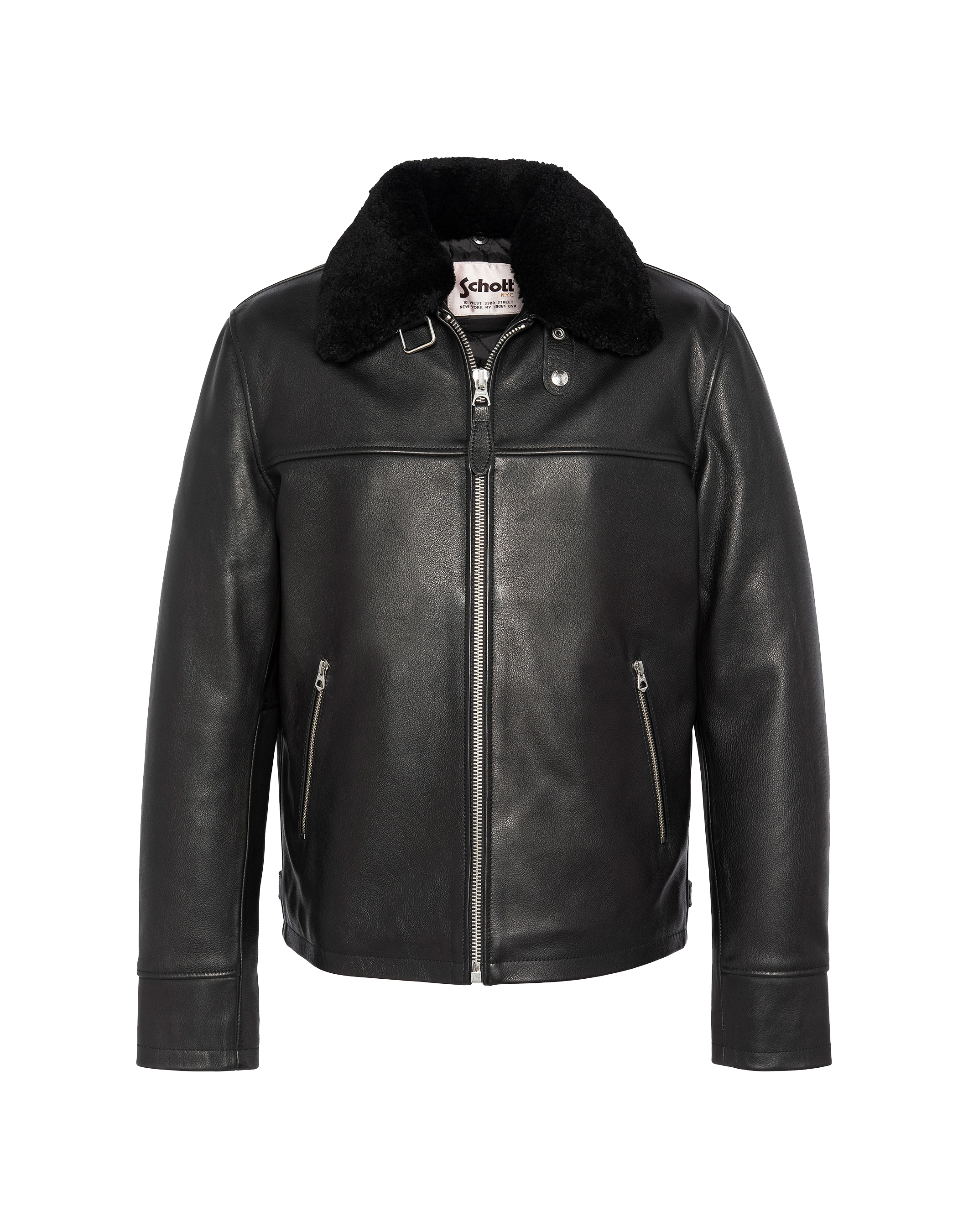 Blouson noir casual, cuir de vachette-2