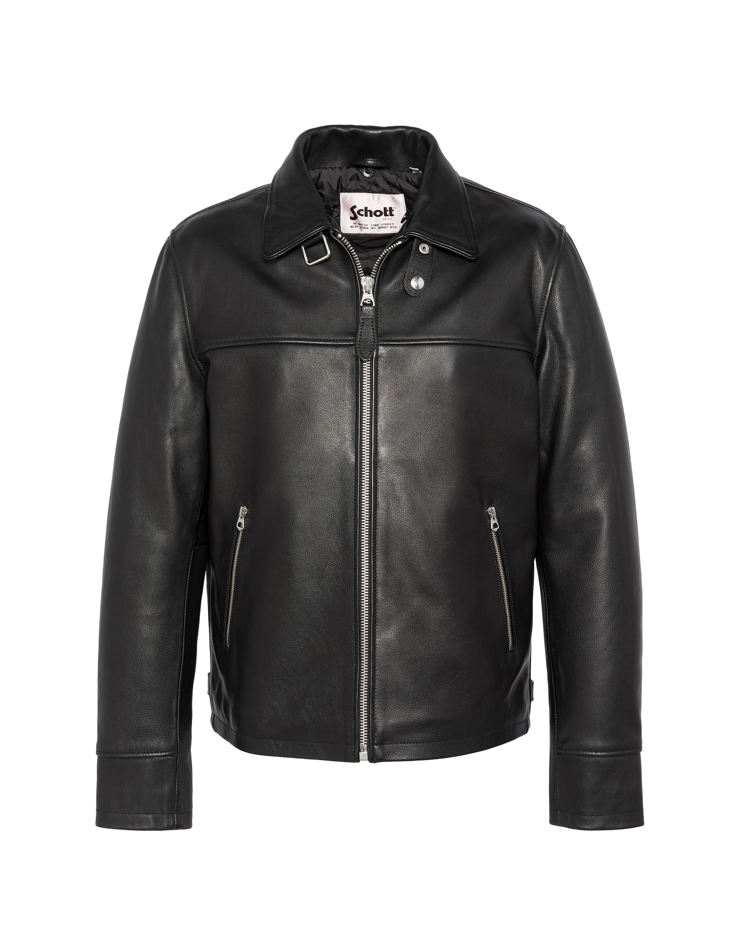 Blouson noir casual, cuir de vachette