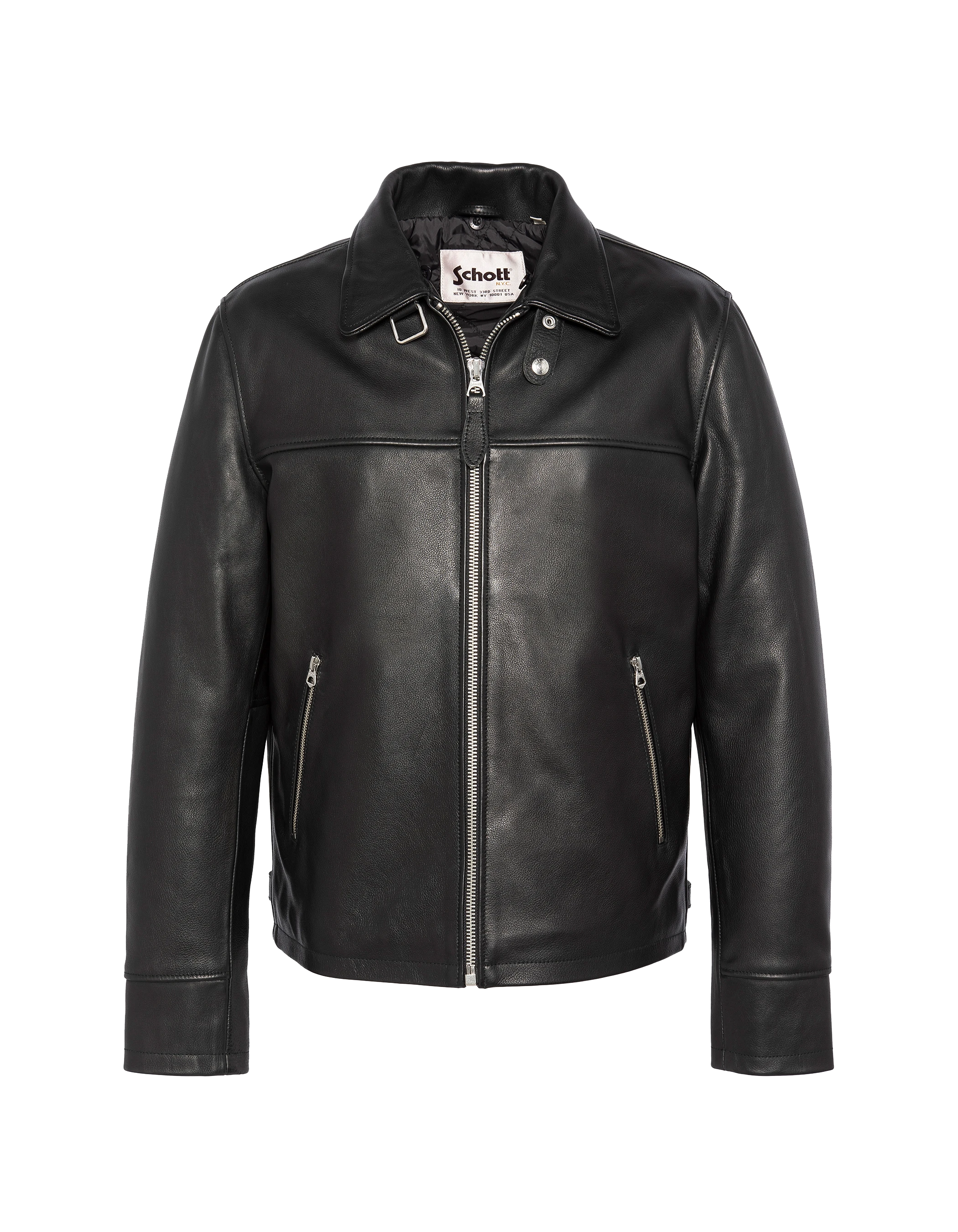 Blouson noir casual, cuir de vachette-7