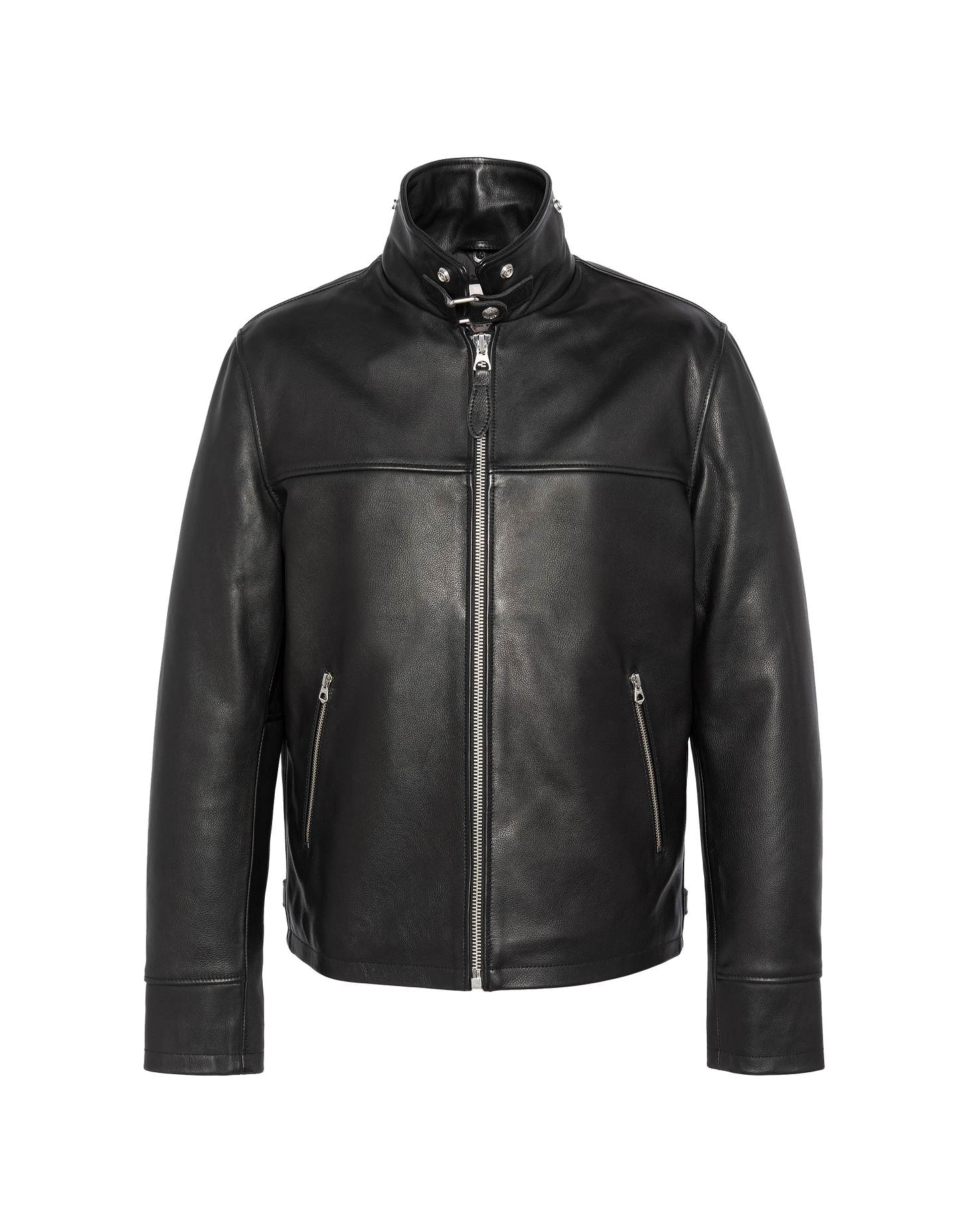 Blouson noir casual, cuir de vachette