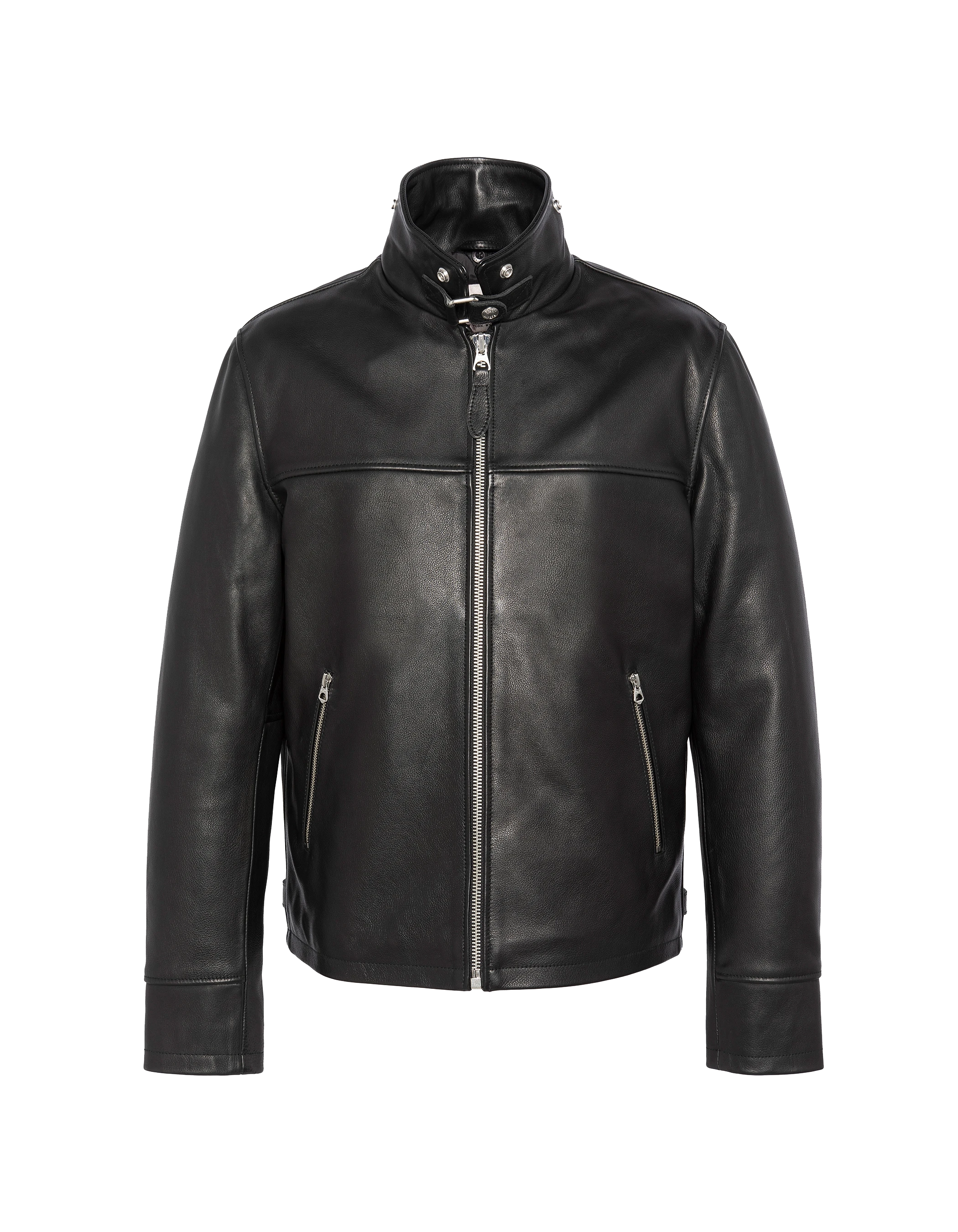 Blouson noir casual, cuir de vachette-8
