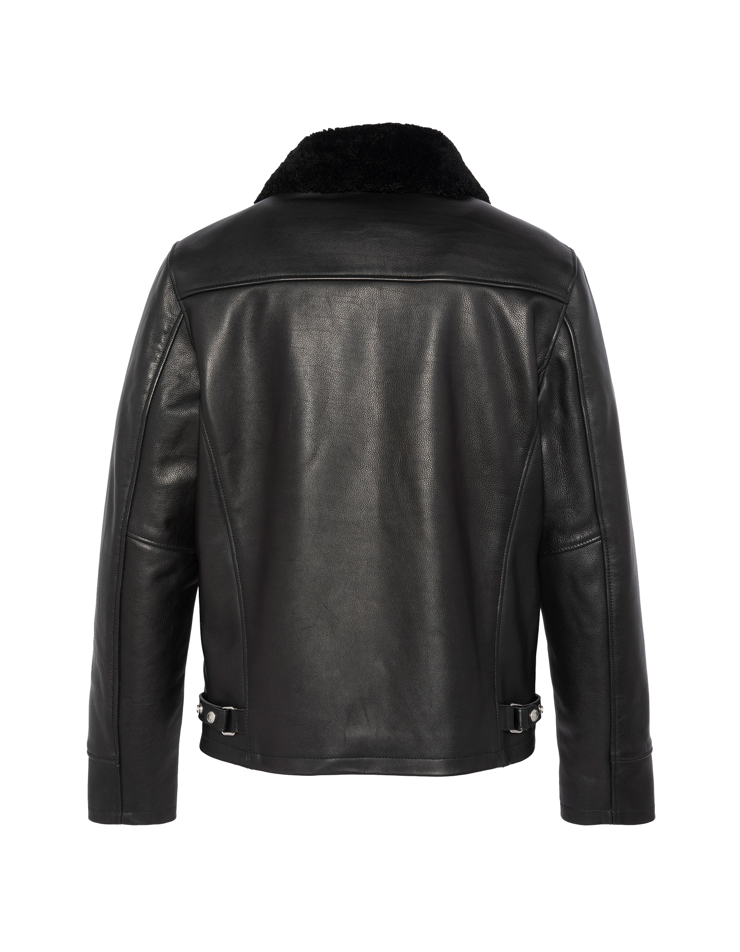 Blouson noir casual, cuir de vachette