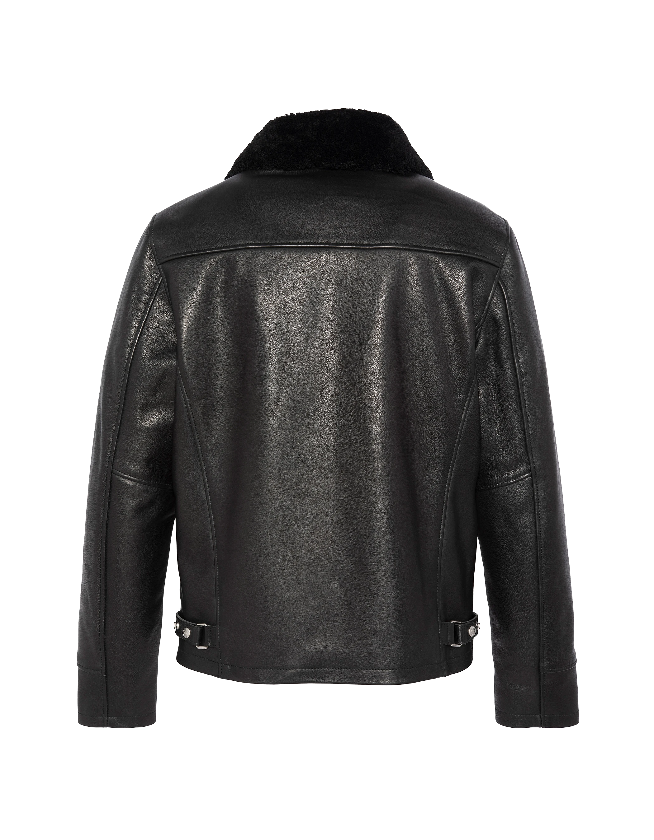 Blouson noir casual, cuir de vachette-9