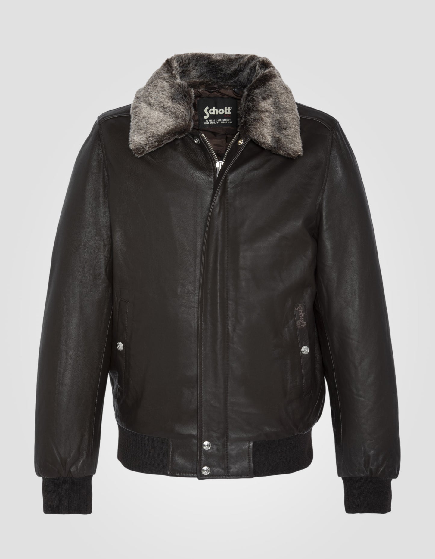 Brown Veste Homme Fourrée Blouson Aviateur Marron à Col Fausse Fourrure, Cuir D'agneau