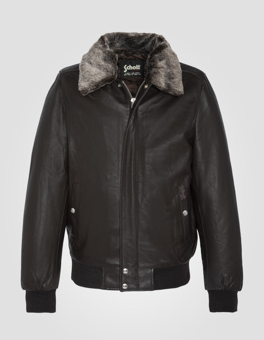 Black casual jacket, lambskin leather LCJOHNY Schott NYC®