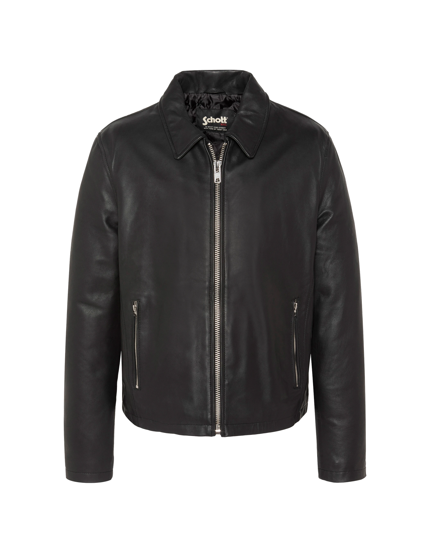 Blouson casual noir, cuir d'agneau