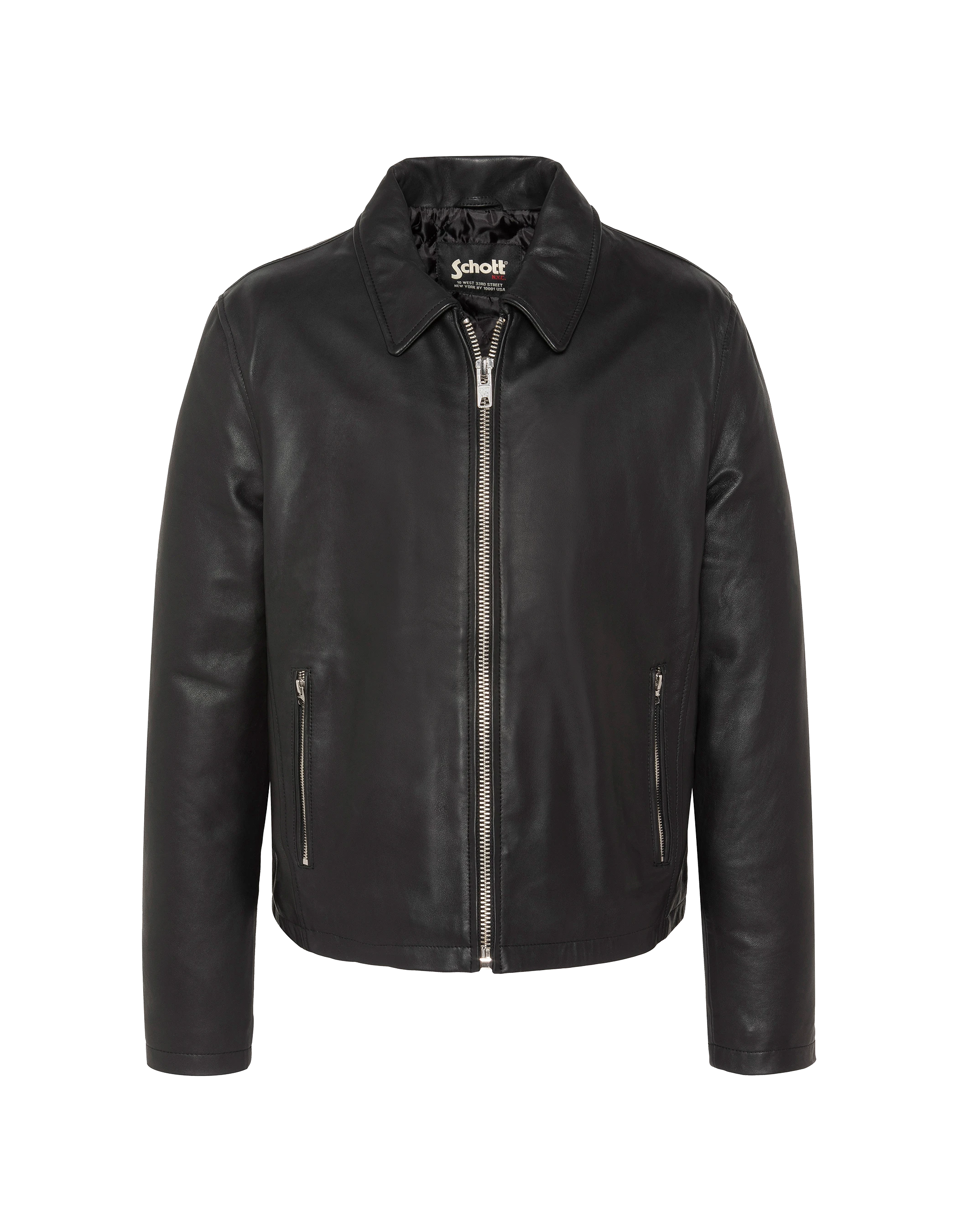 Blouson casual noir, cuir d'agneau-1