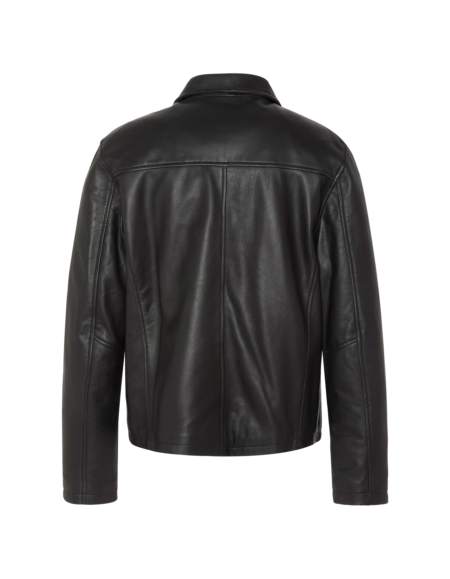 Blouson casual noir, cuir d'agneau