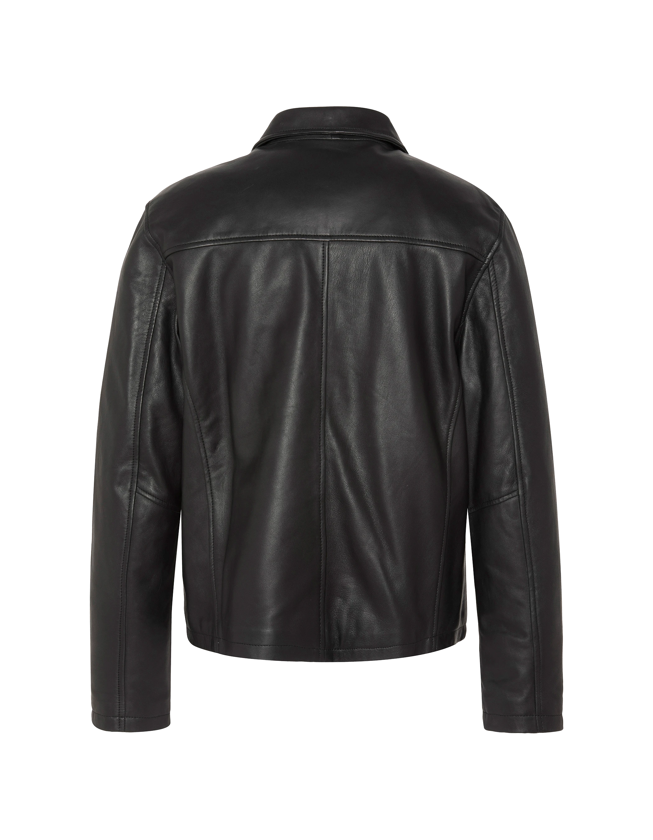 Blouson casual noir, cuir d'agneau-2