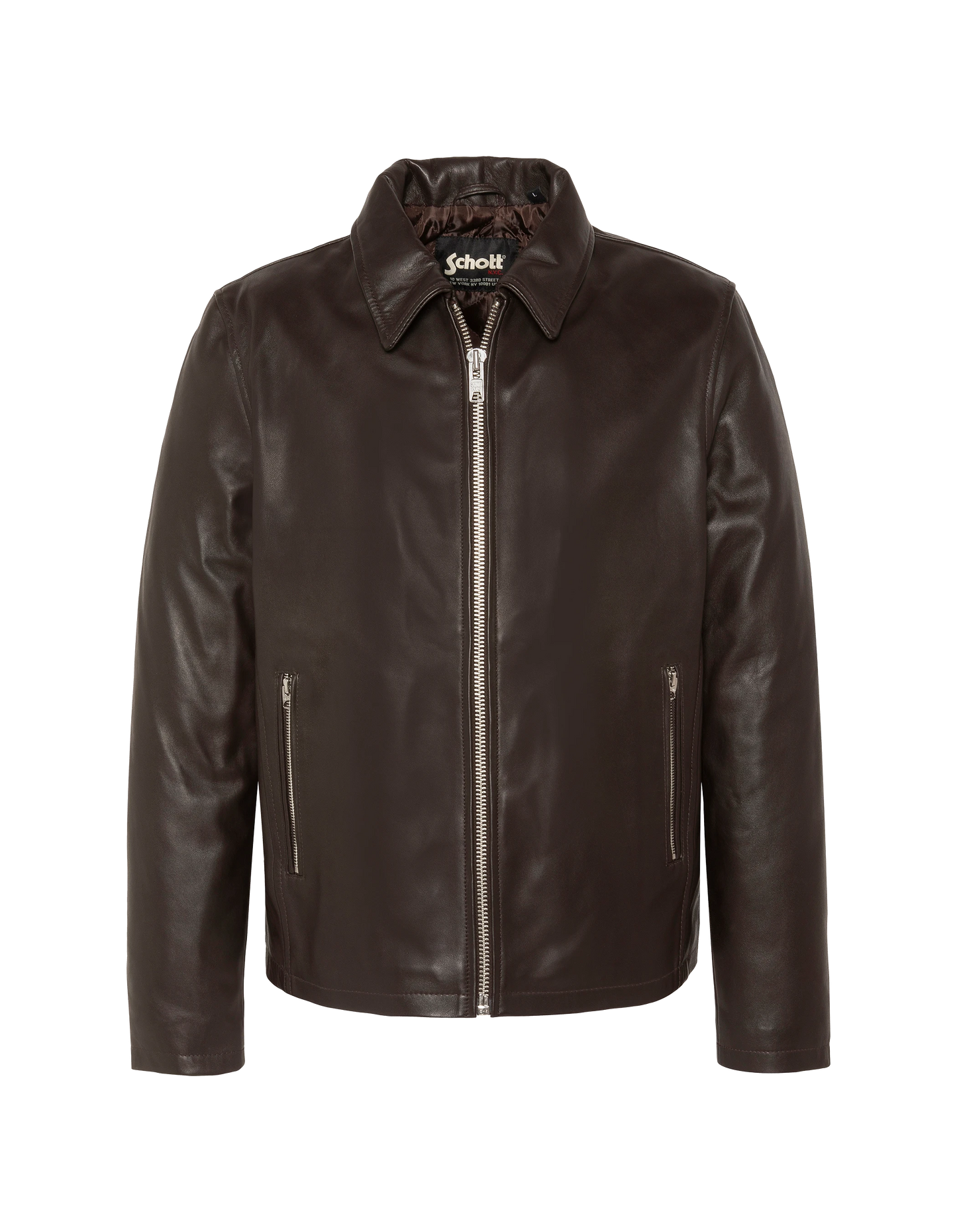 Blouson casual marron, cuir d'agneau