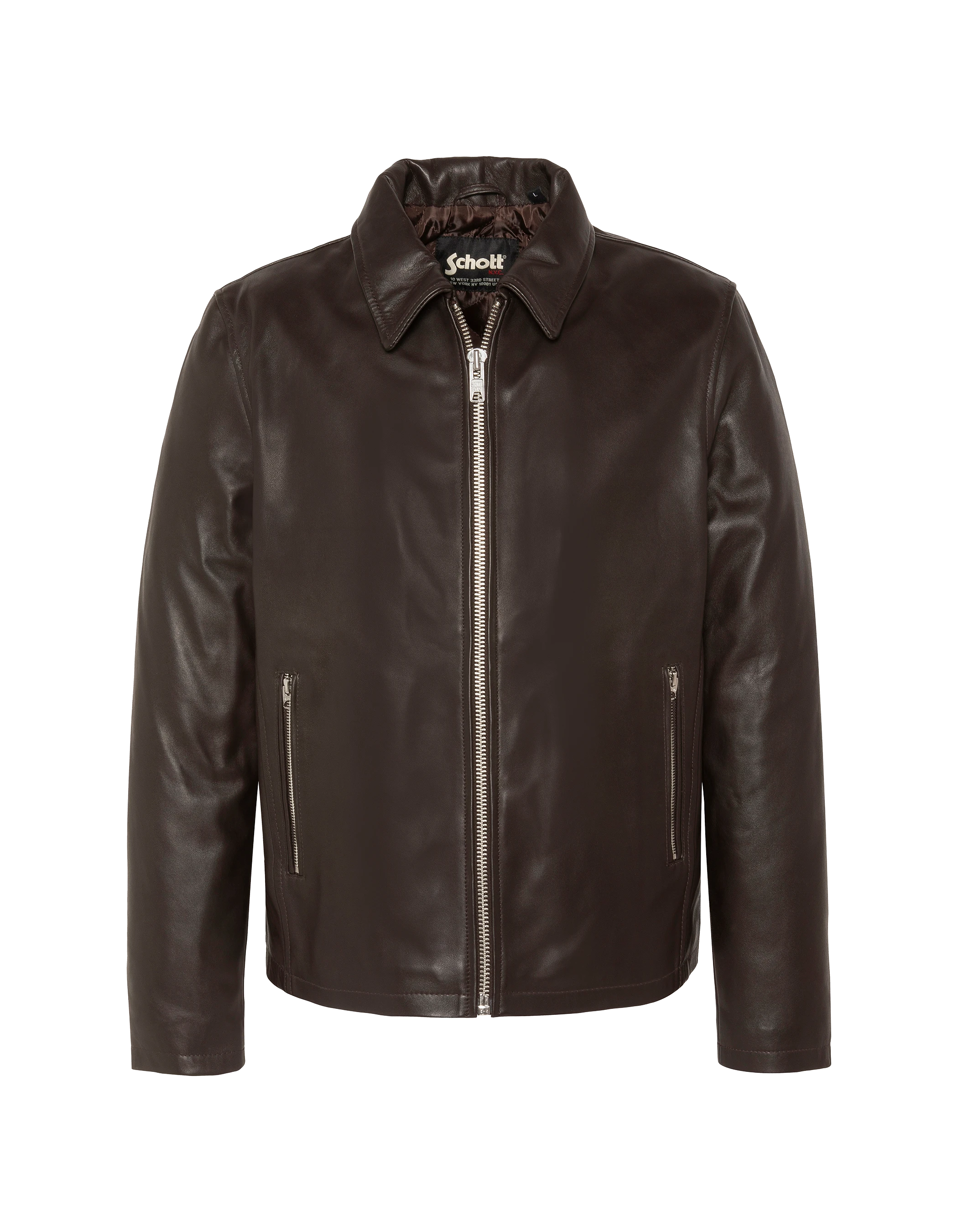 Blouson casual marron, cuir d'agneau-1